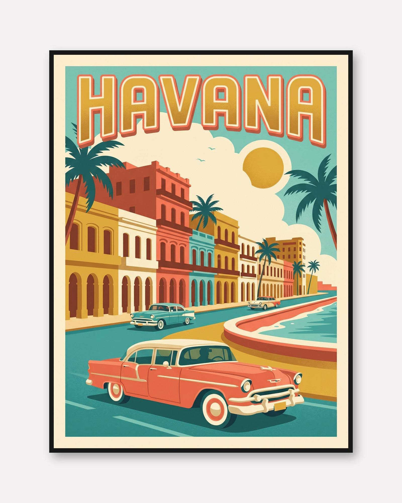 Retro Havana Wall Art - framed