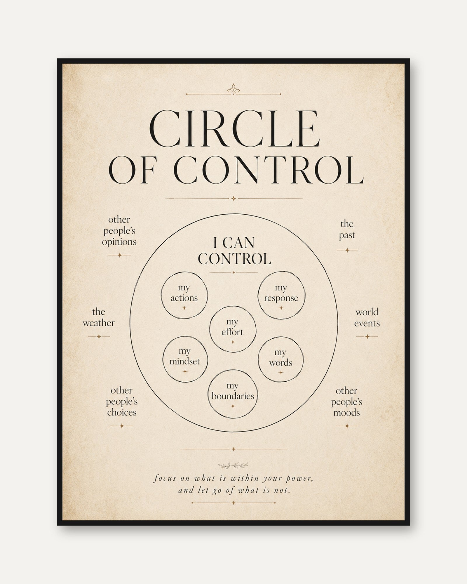Circle of Control Poster – Mindfulness Wall Art - framed