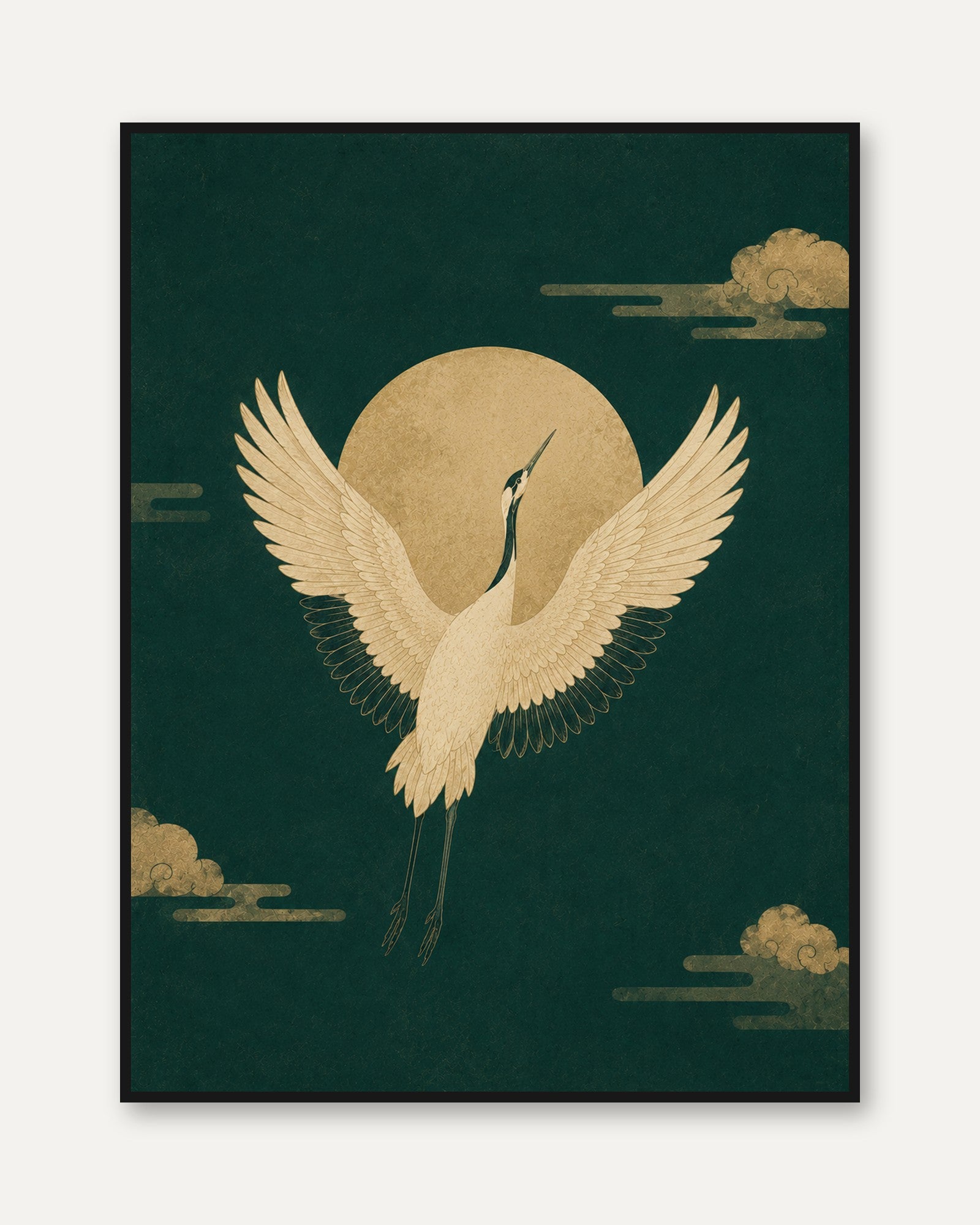 Japanese Crane Art Print - framed