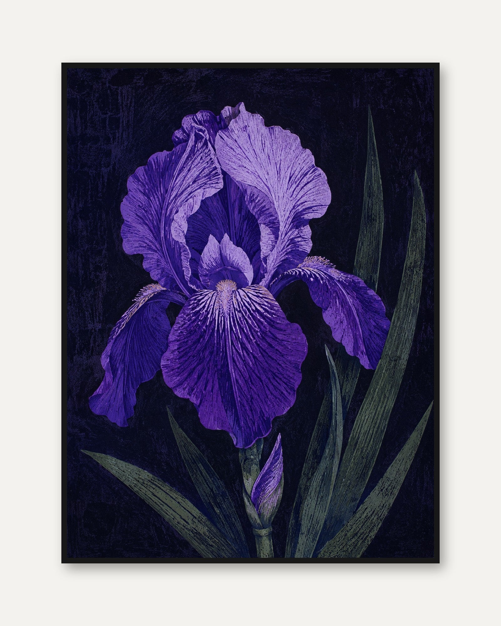 Iris Wall Art – Purple Flower Print - framed