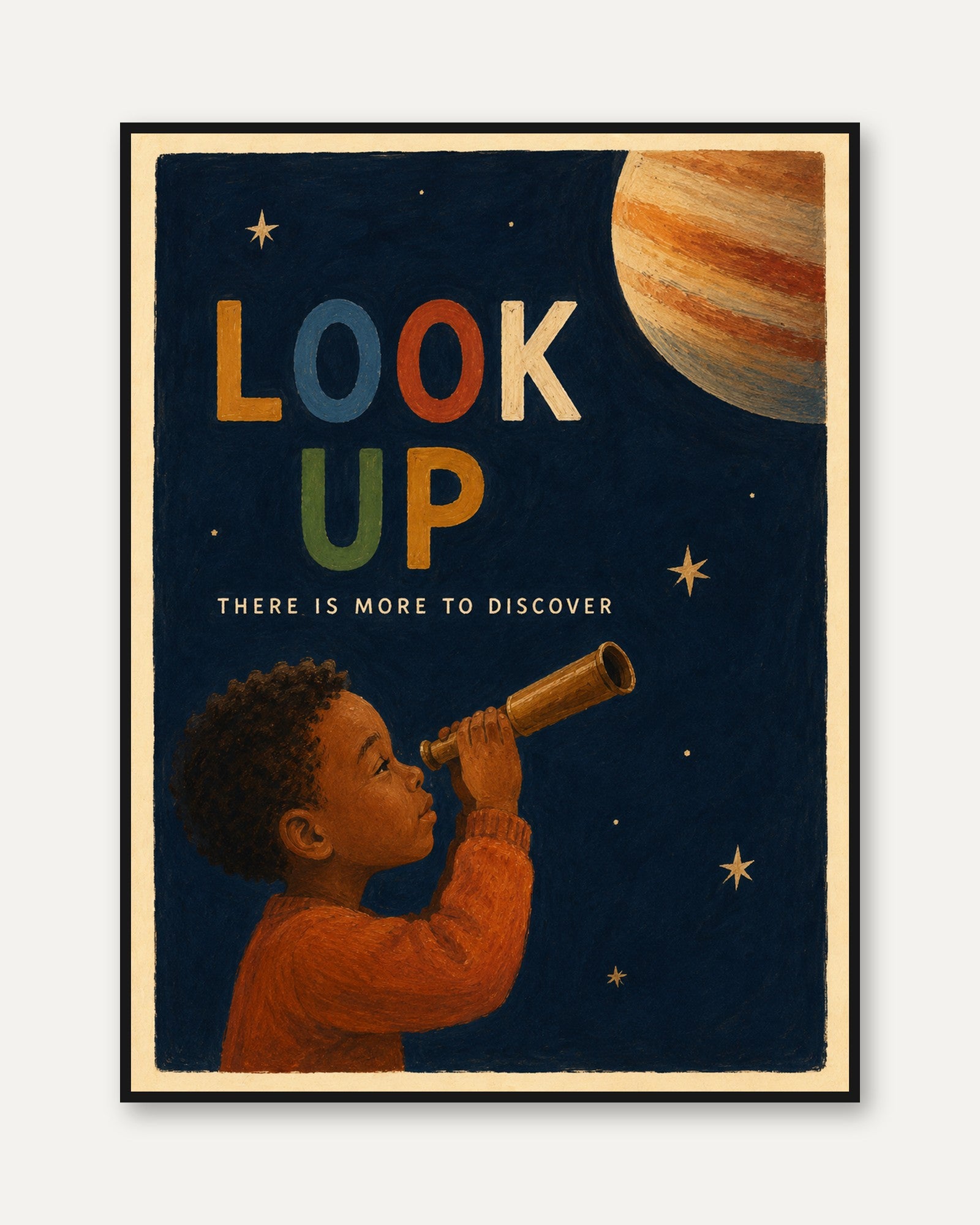 Look Up Wall Art – Space Nursery Print - framed