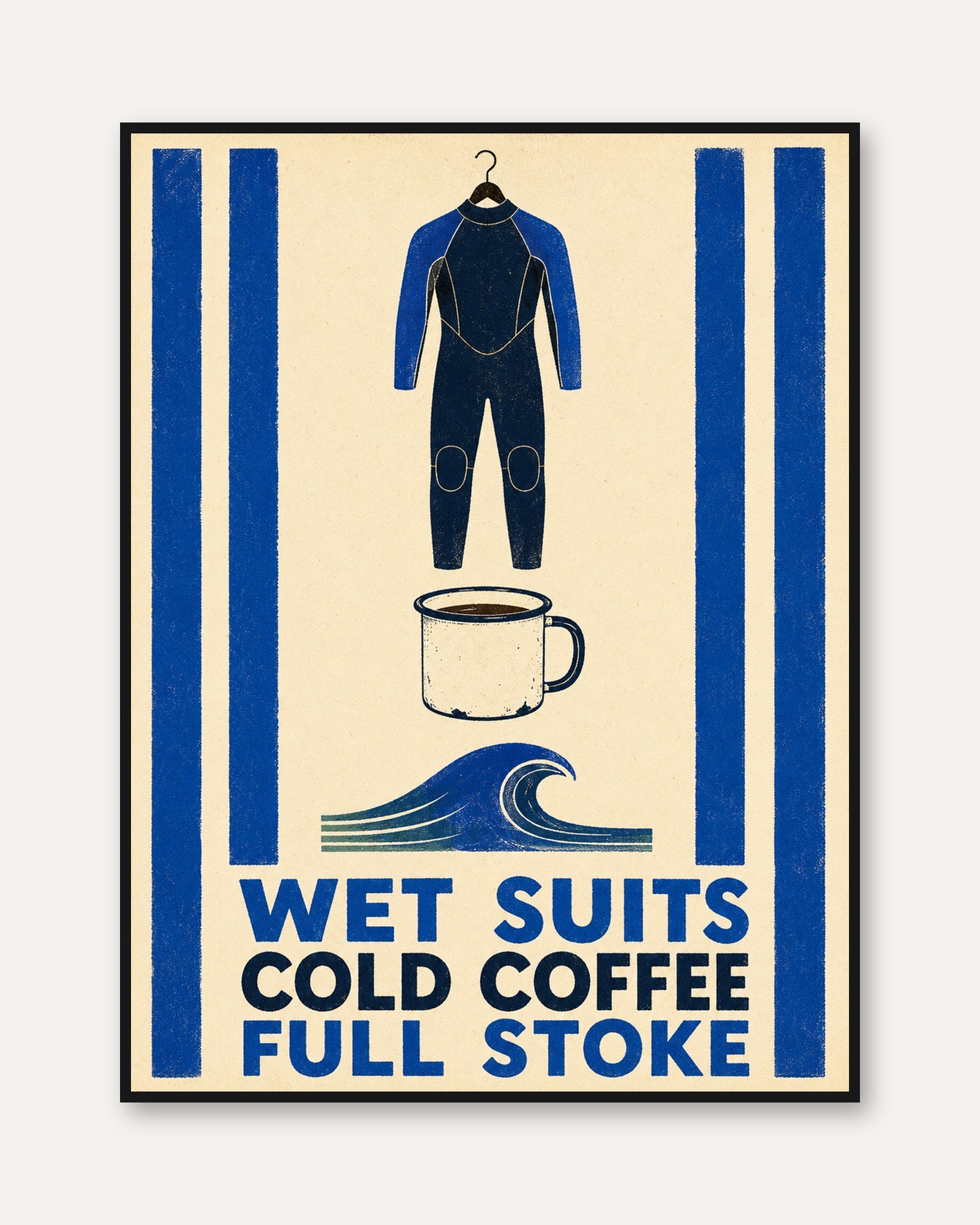 Surf Wall Art – Wetsuit Coffee Print - framed