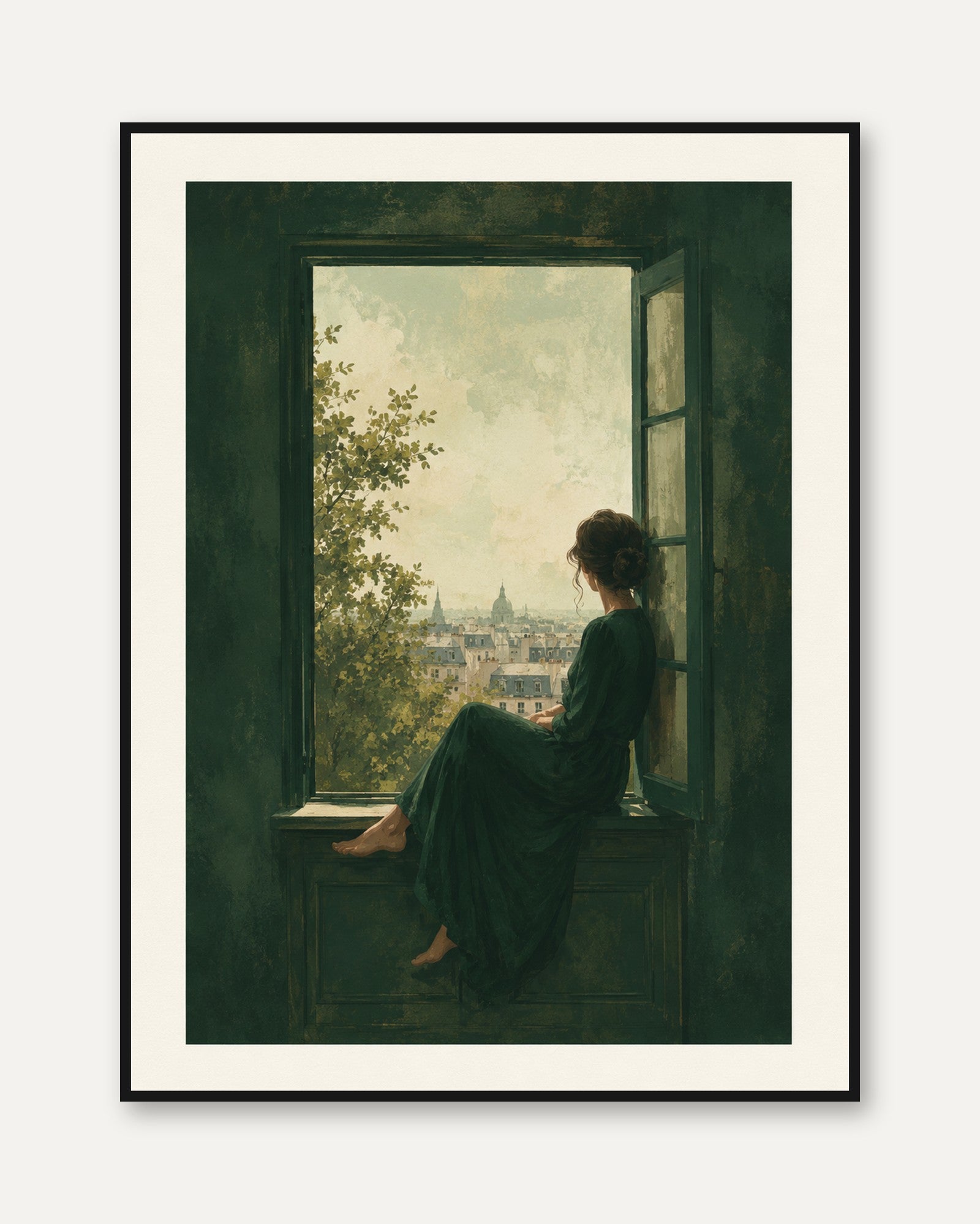 Woman at Window Wall Art - framed