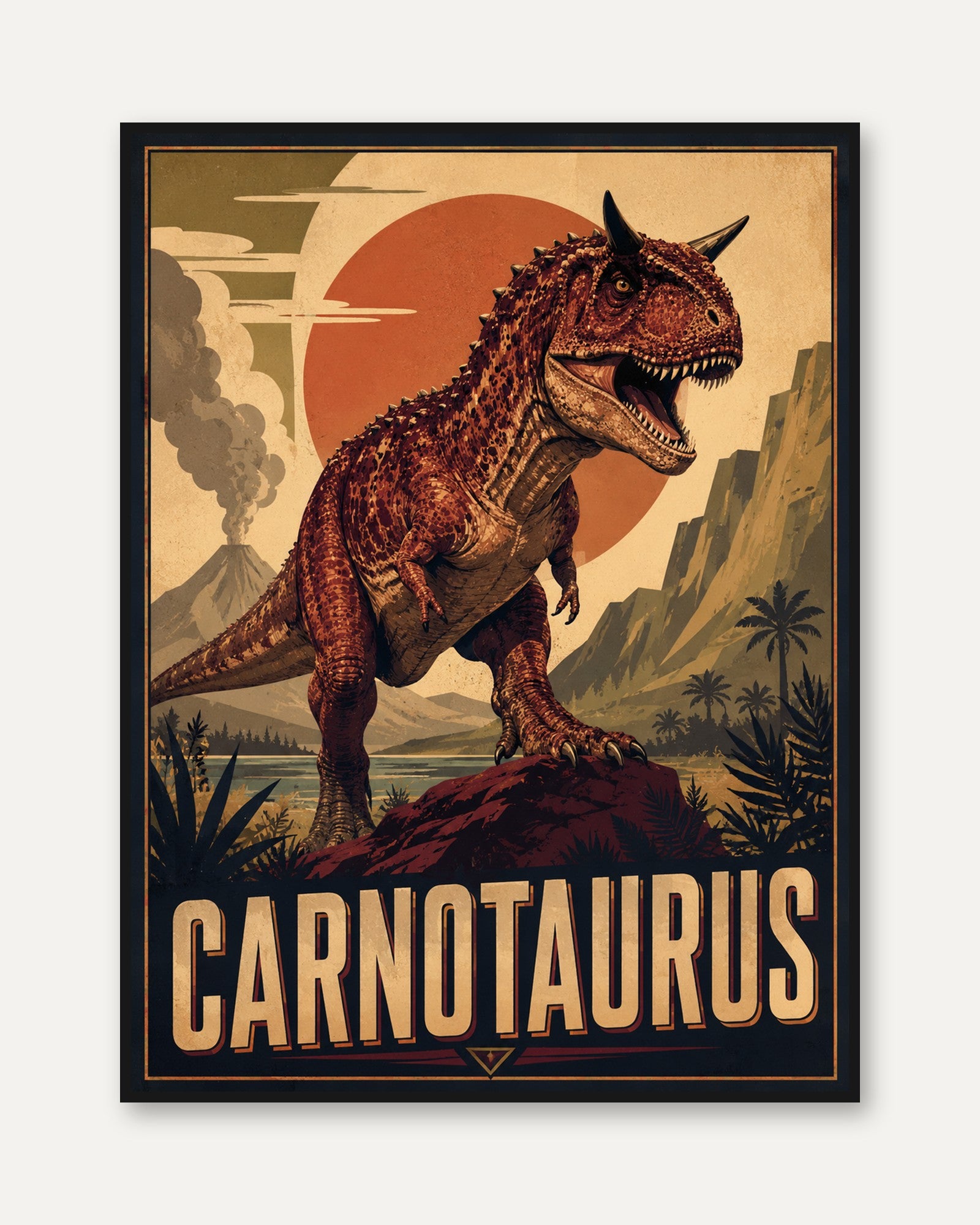 Carnotaurus Dinosaur Poster - framed