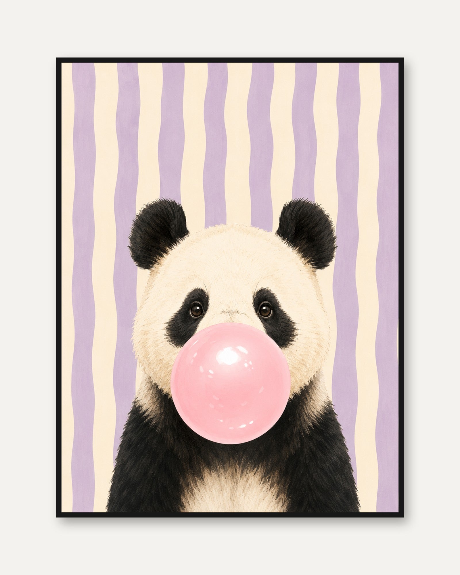 Panda Bubble Gum Print – Nursery Wall Art - framed