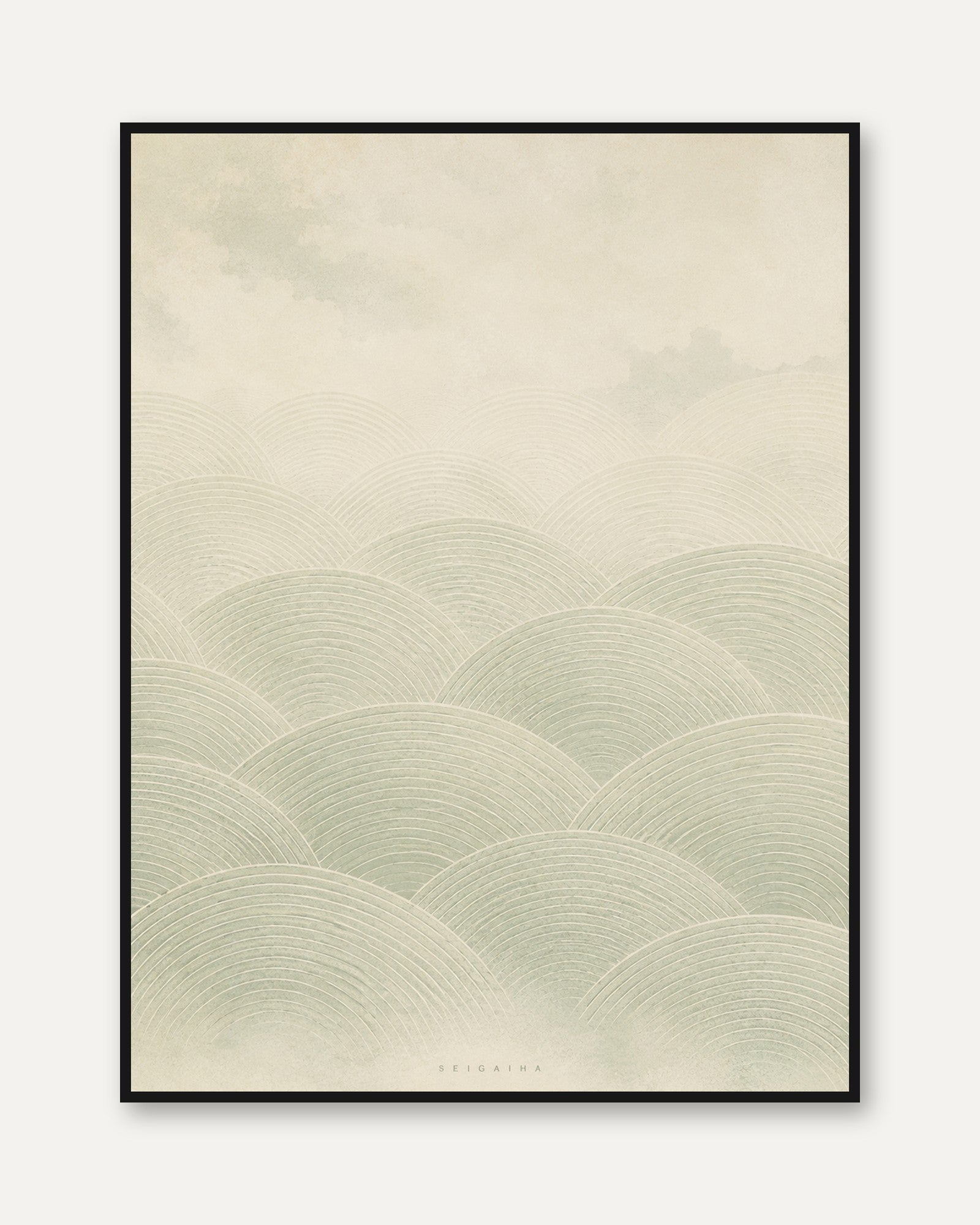 Japandi Japanese Wave Art Print - framed