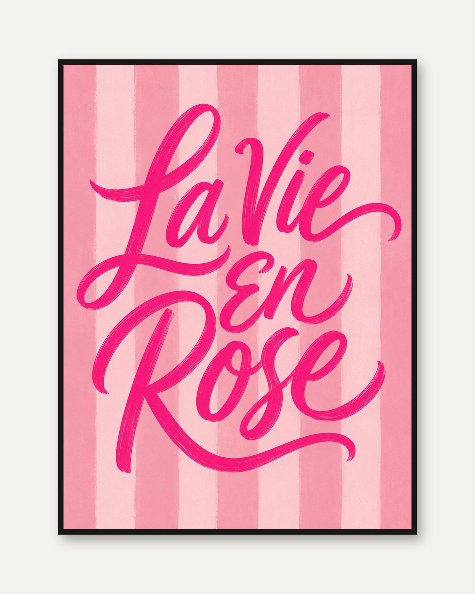 Pink Typography Print – La Vie en Rose Wall Art - framed