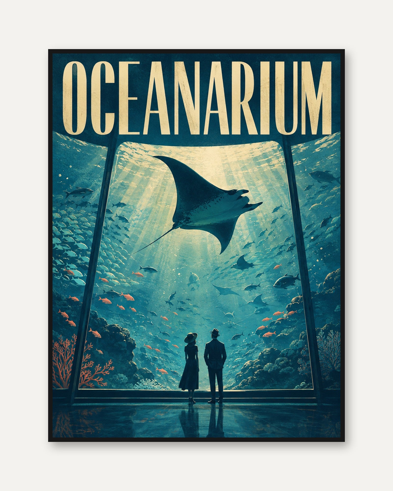 Oceanarium Poster – Vintage Ocean Art - framed