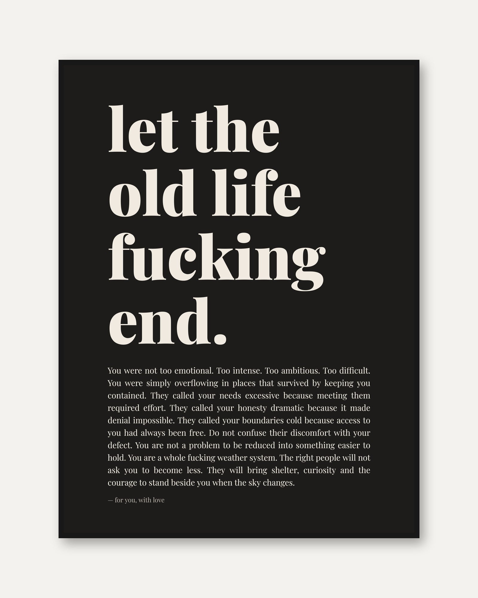 Motivational Quote Print – Let Go Wall Art - framed