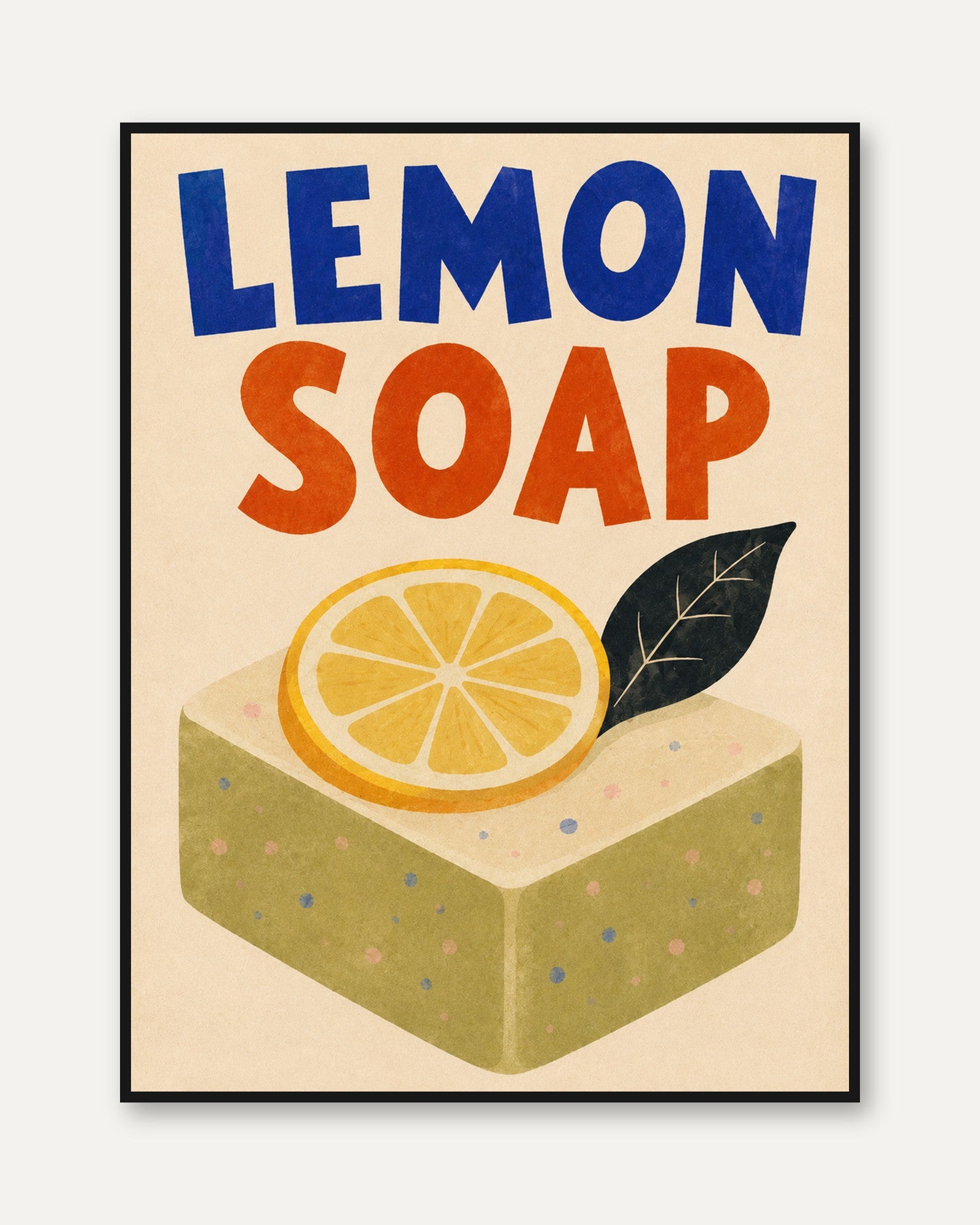 Lemon Soap Poster – Retro Kitchen Wall Art - framed