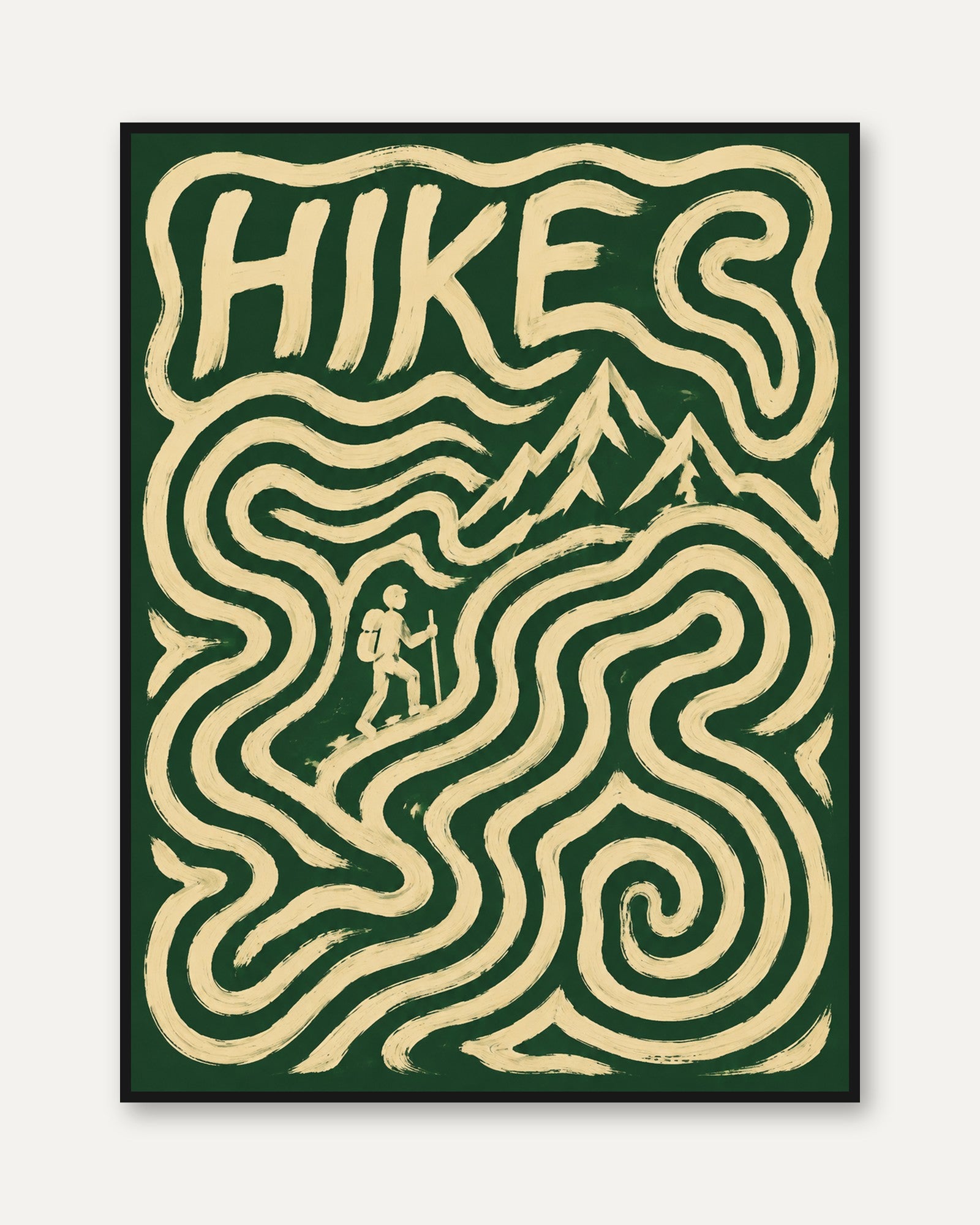 Hiking Wall Art – Retro Outdoor Print - framed