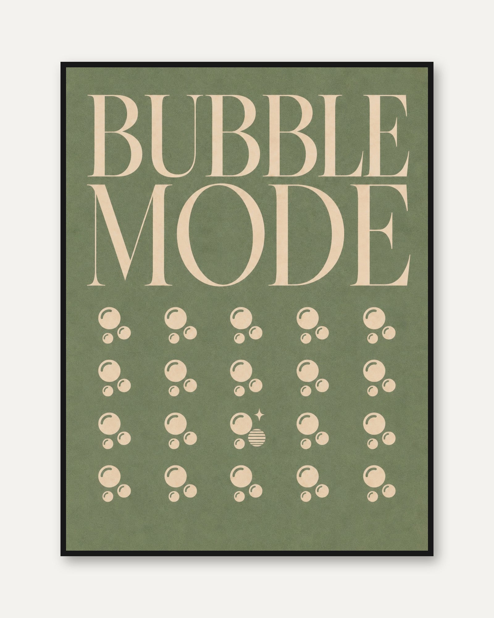 Bathroom Wall Art: Retro Bubble Mode Typography - framed