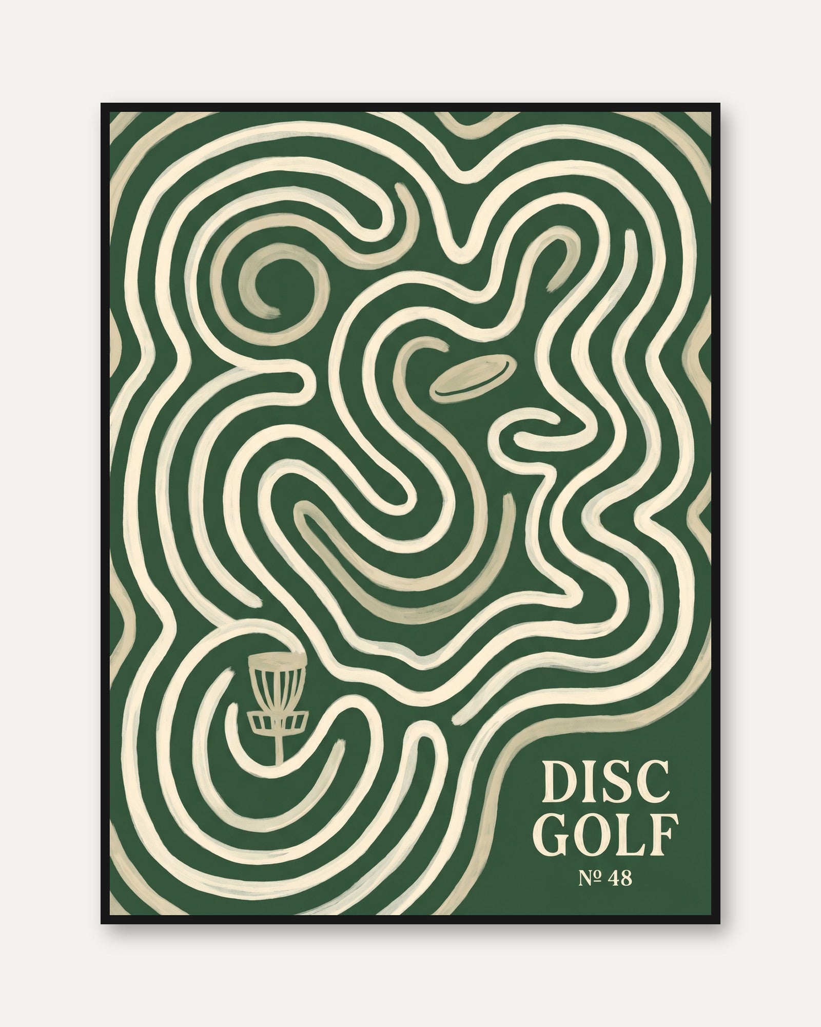 Disc Golf Poster: Vintage-Inspired Topographic Art (Multiple Sizes) - framed