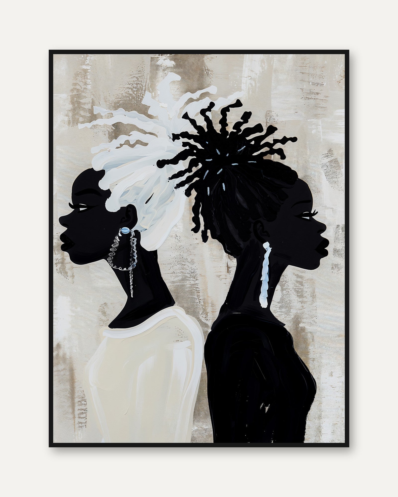 Afrocentric Portrait Print: Black Woman Silhouettes (Multiple Sizes) - framed