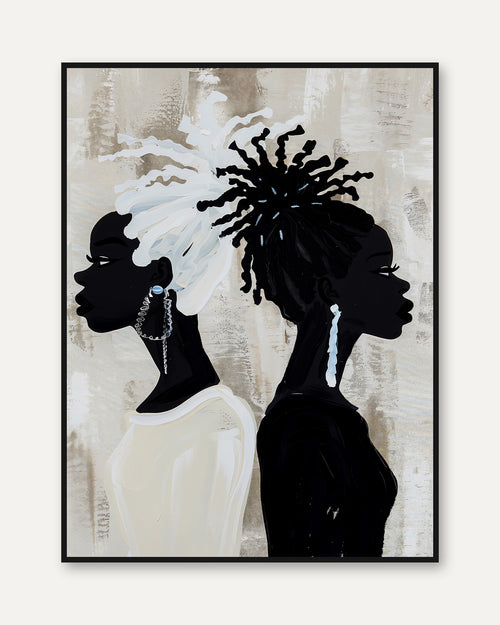 Afrocentric Portrait Print: Black Woman Silhouettes (Multiple Sizes) - framed