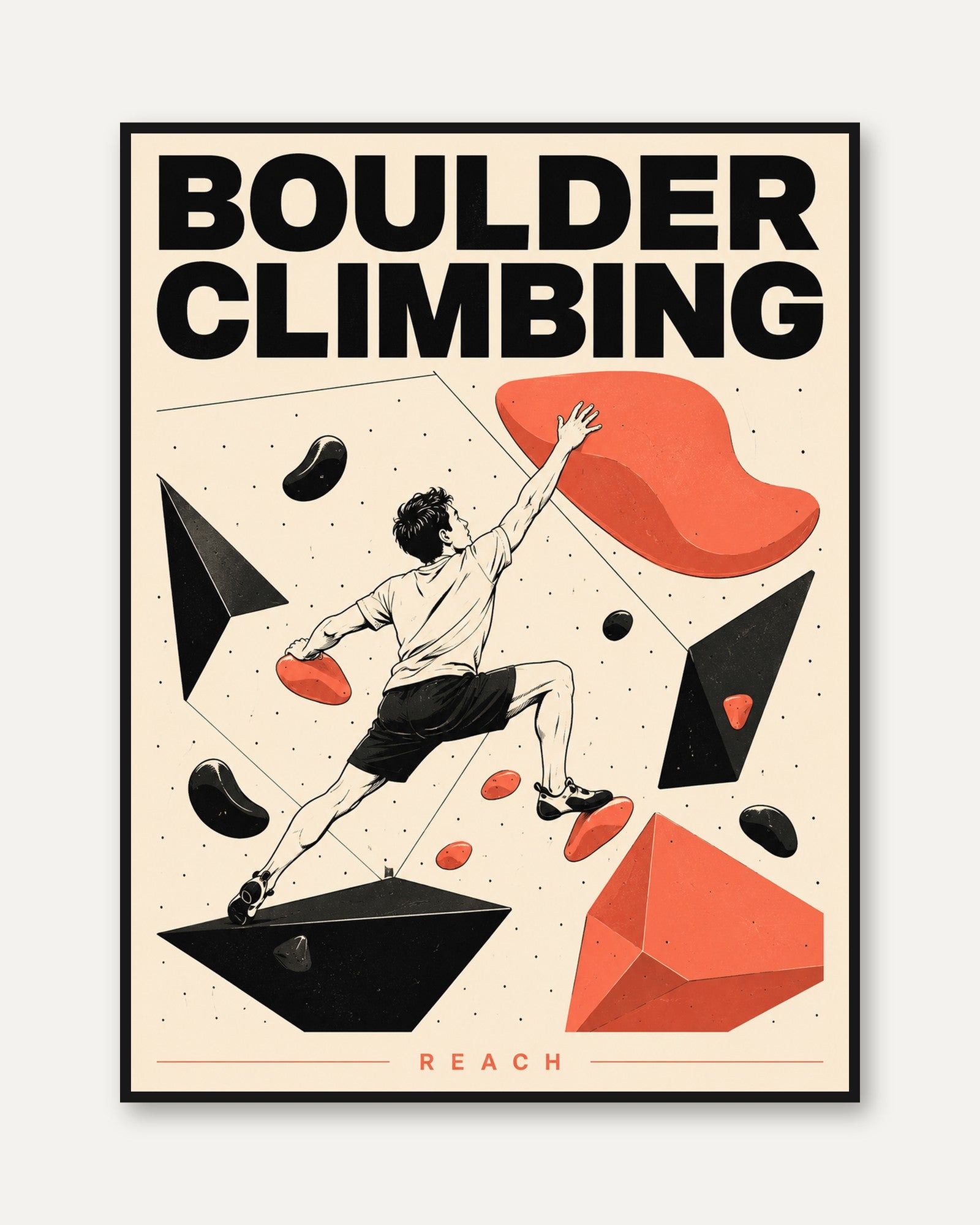 Boulder Climbing Poster – Rock Climbing Wall Art - framed