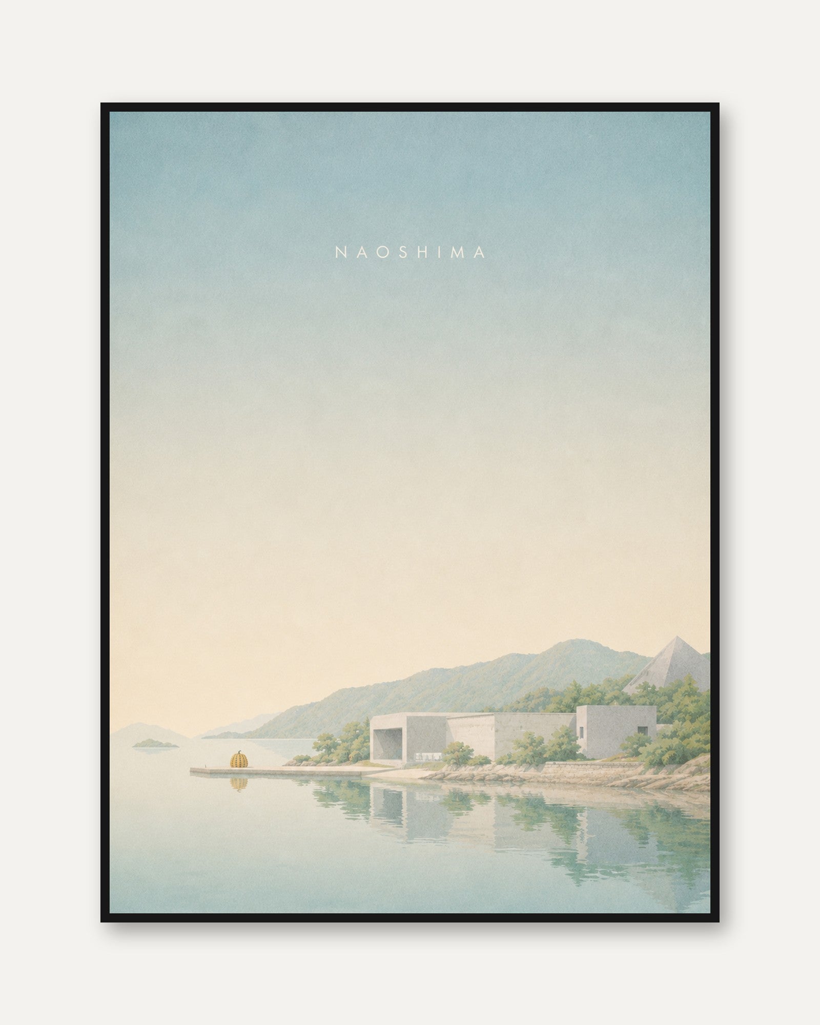 Naoshima Island Architecture Print: Minimalist Japanese Landscape - framed