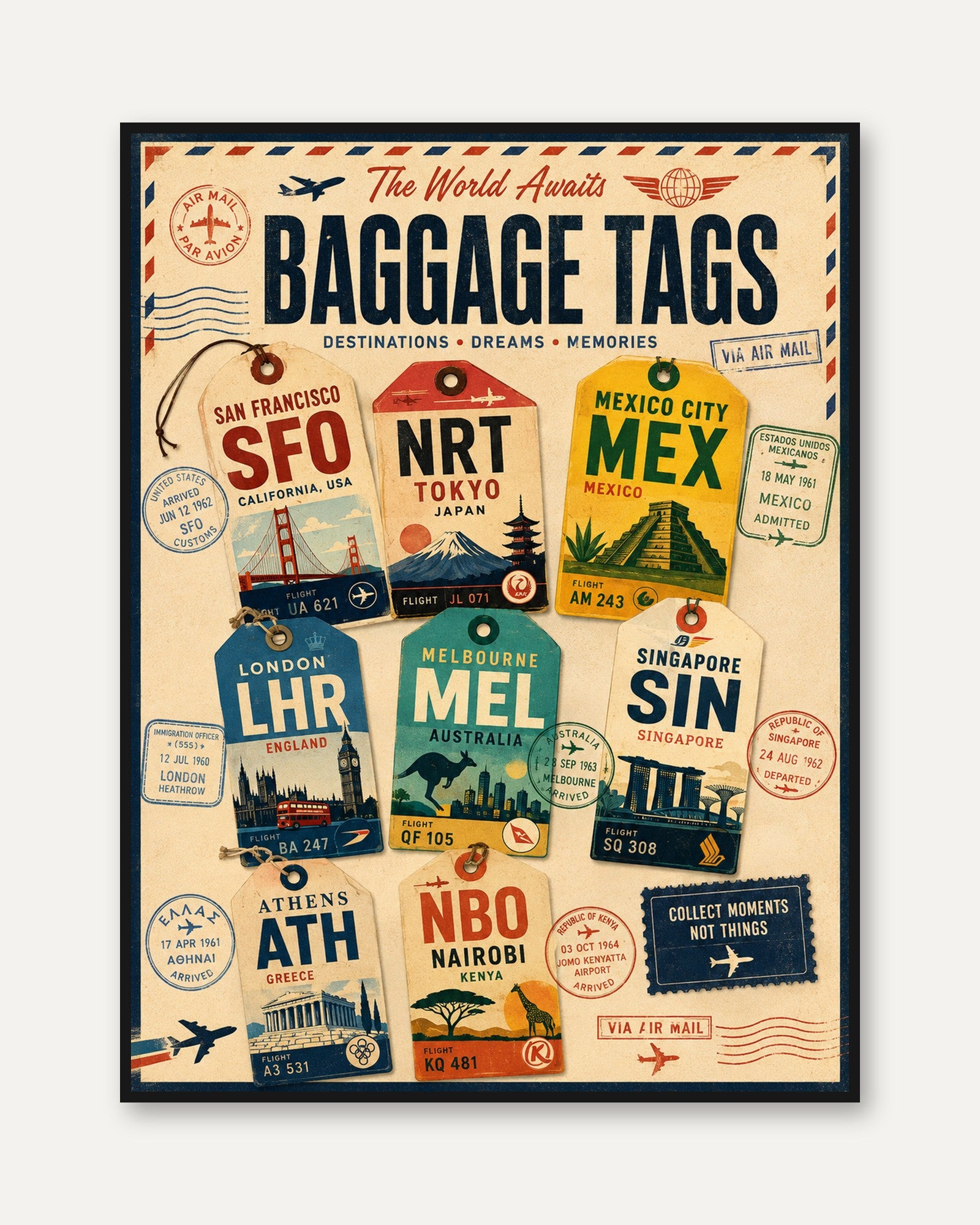 Travel Luggage Tag Poster - framed