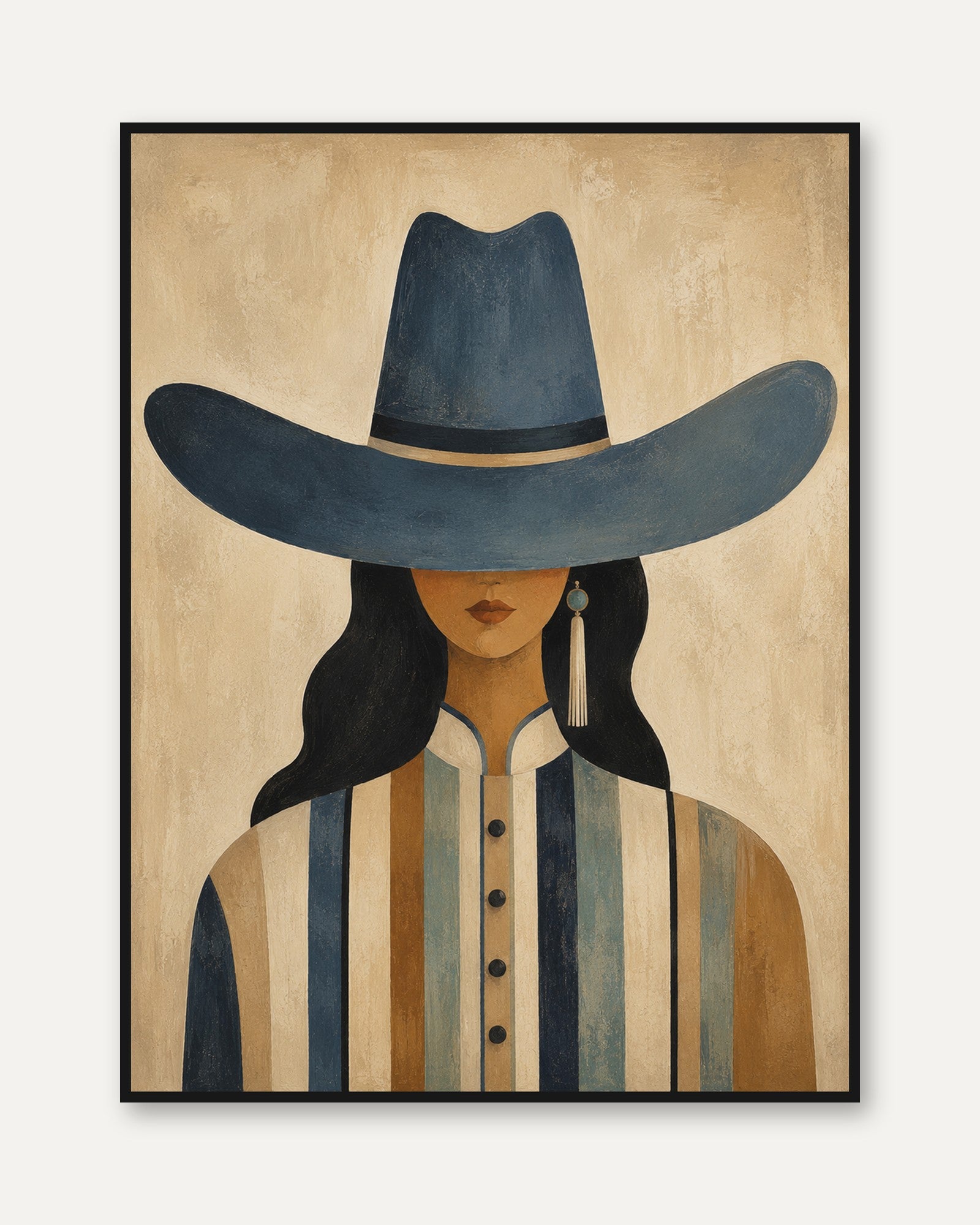 Western Woman Wall Art – Cowgirl Portrait Print - framed