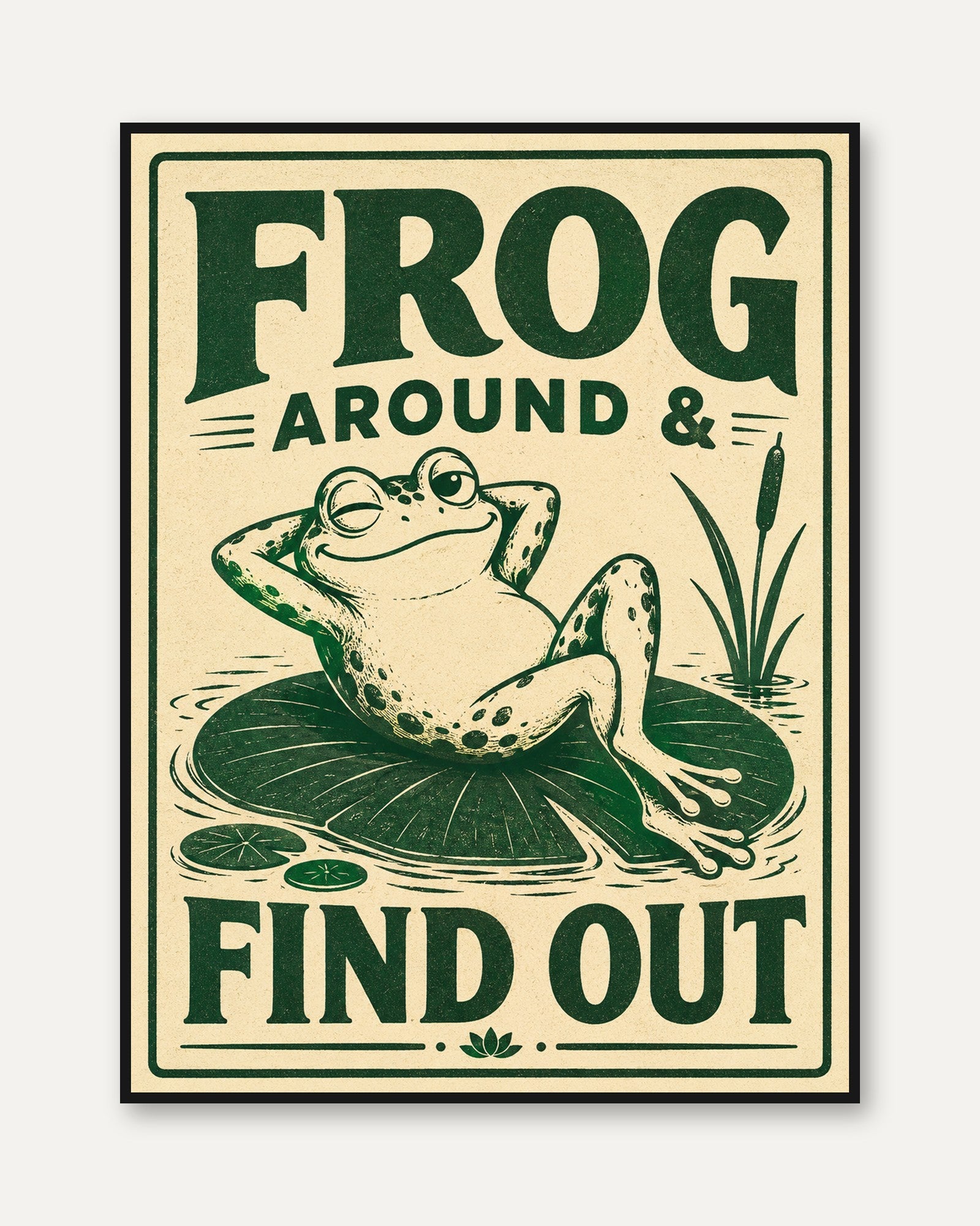 Frog Art Print: Vintage Cottagecore Decor (Kitchen or Bathroom) - framed