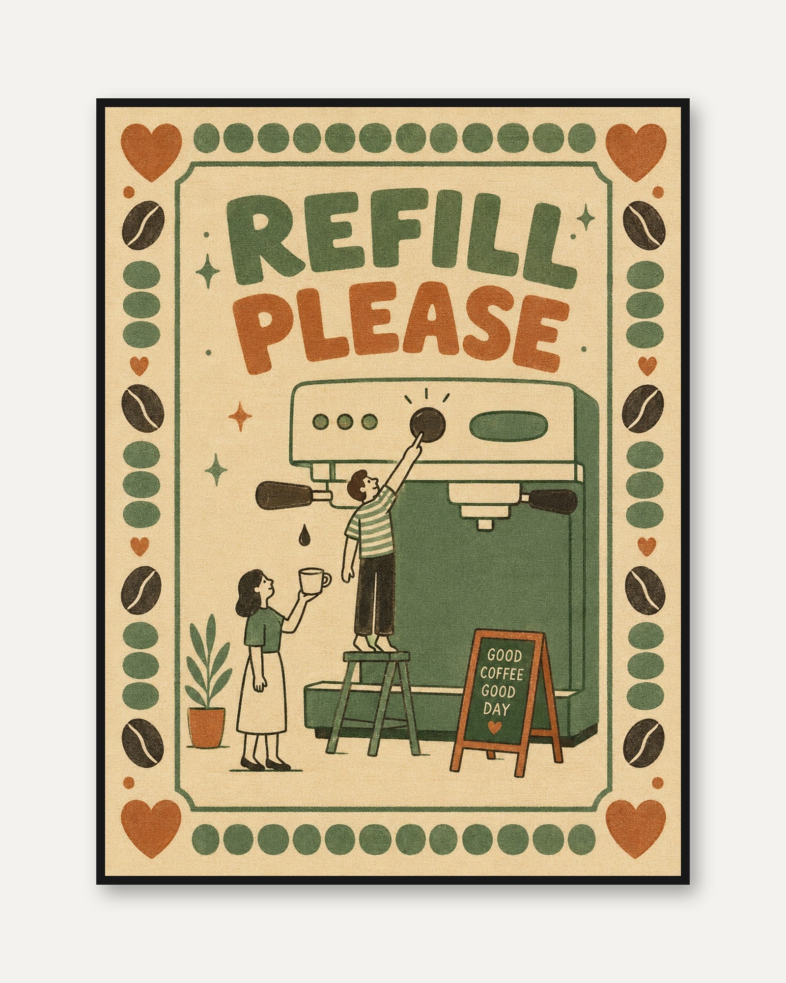 Coffee Station Sign – Refill Please Print - framed