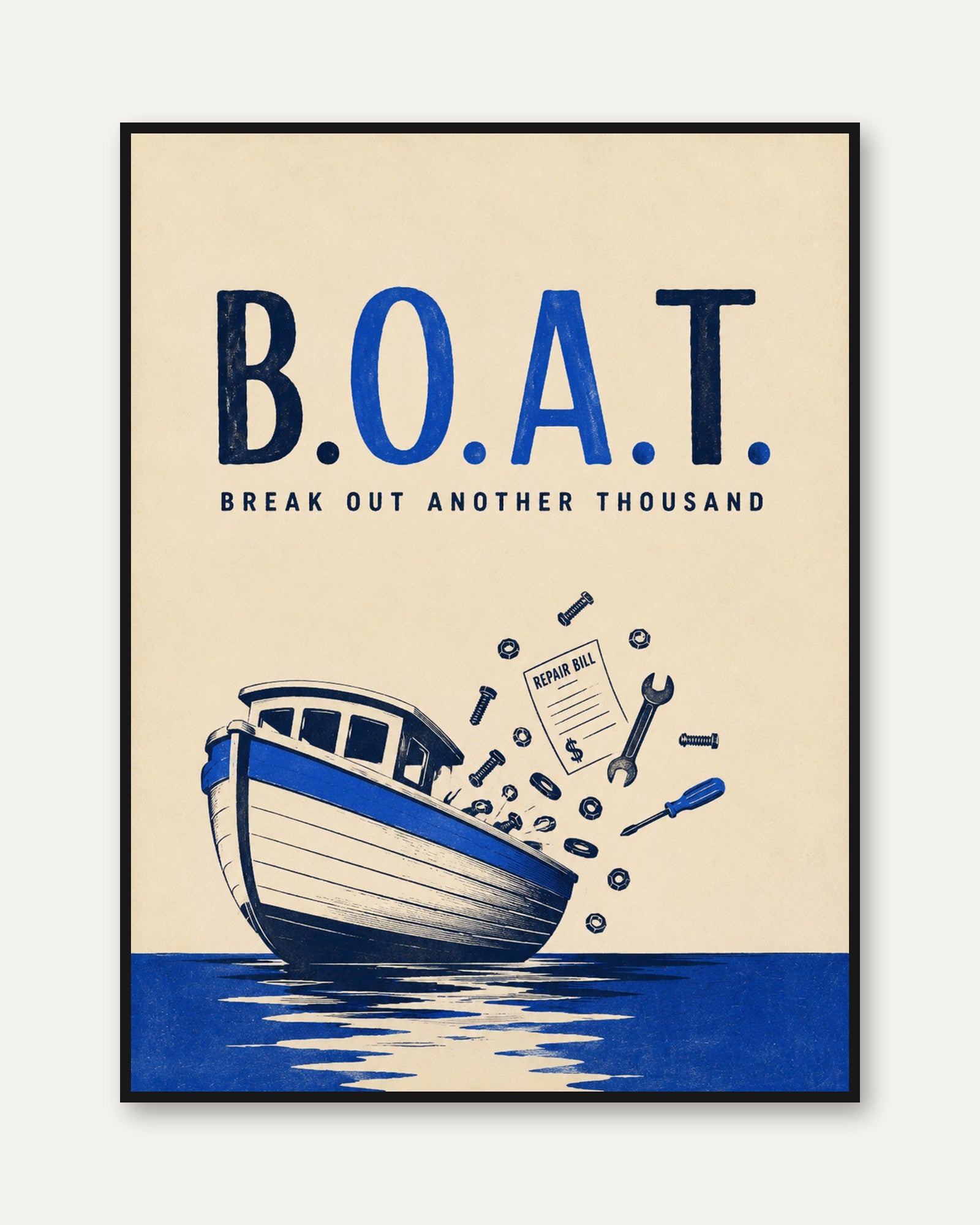 Boat Wall Art – Nautical Typography Print - framed