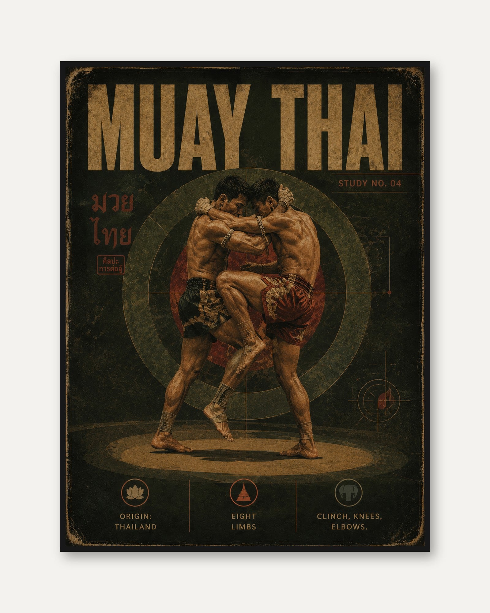 Muay Thai Vintage Poster - framed