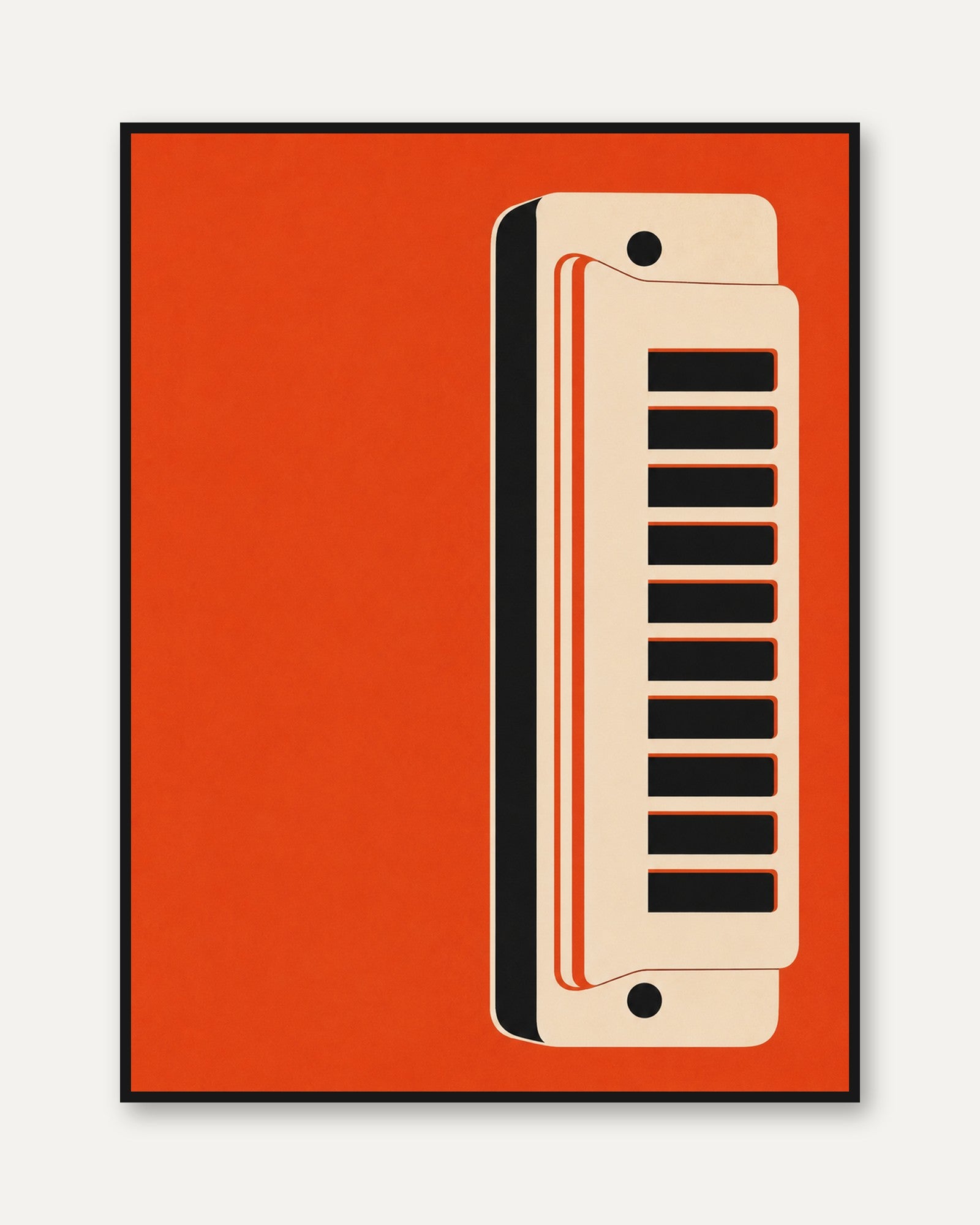 Vintage Synthesizer Poster: Retro Orange Minimalist Music Art - framed