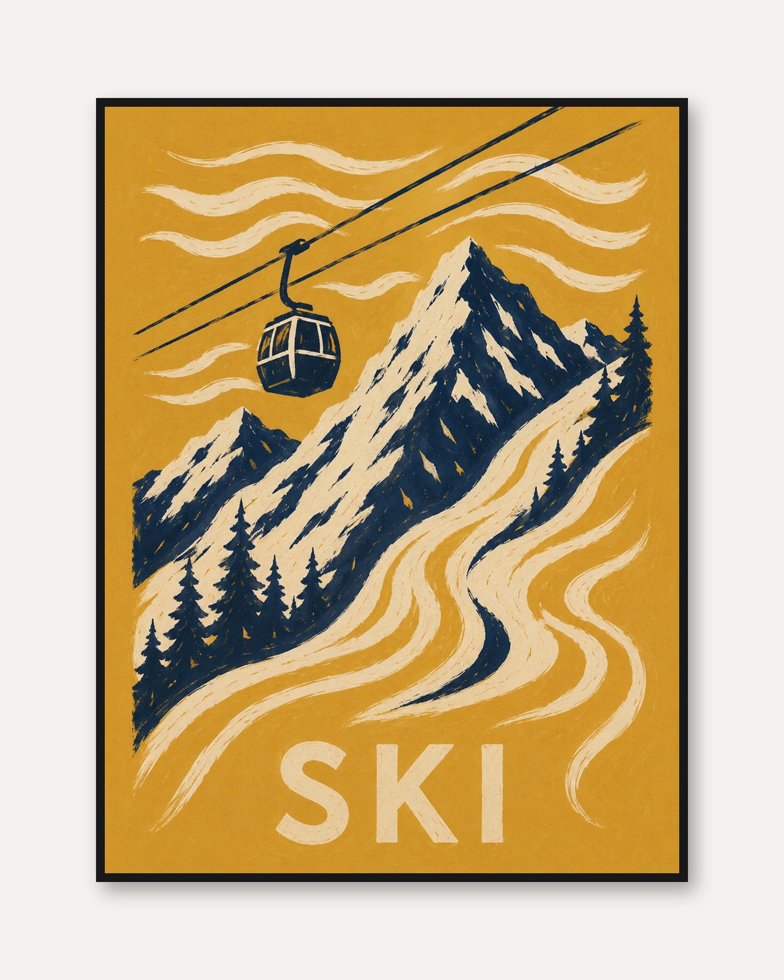 Ski Poster – Vintage Ski Print - framed