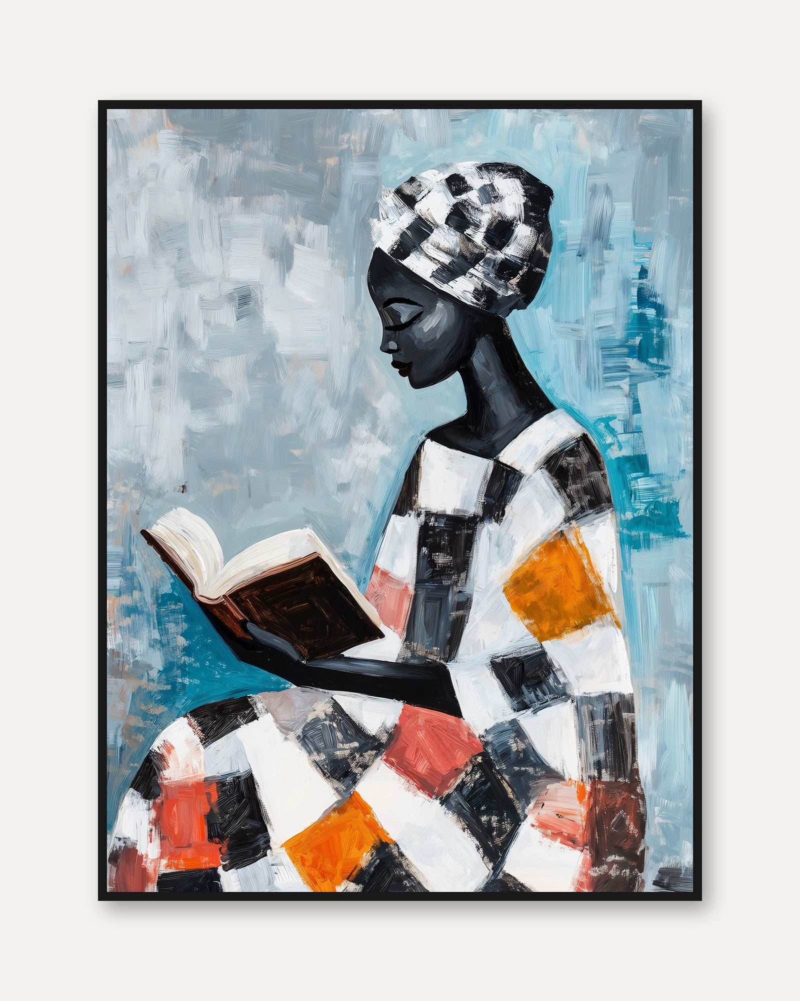 African Woman Reading Art Print - framed