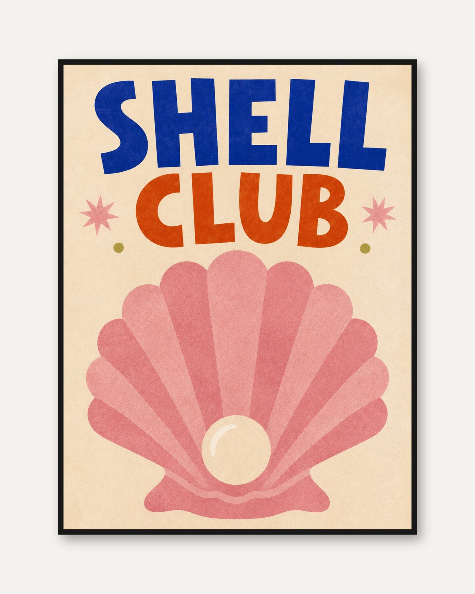 Shell Wall Art – Coastal Typography Print - framed