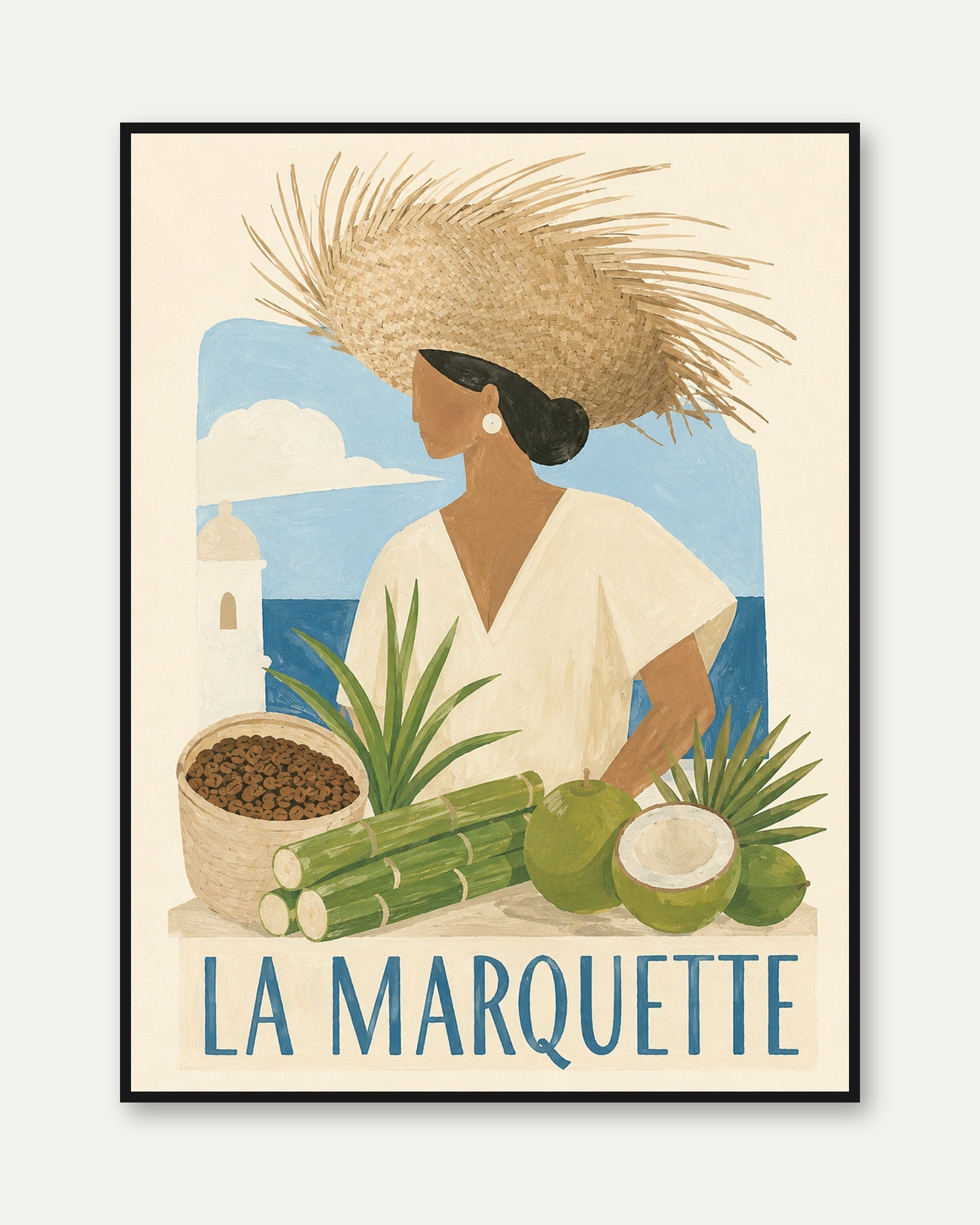 La Marquette Tropical Portrait: Vintage Travel Poster Art Print - framed