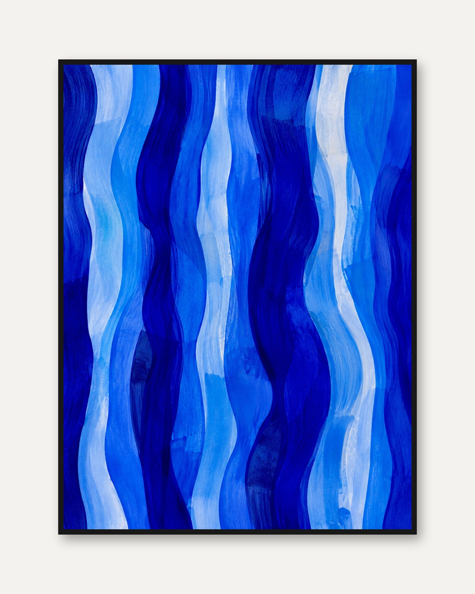 Blue Wave Wall Art – Abstract Ocean Print - framed