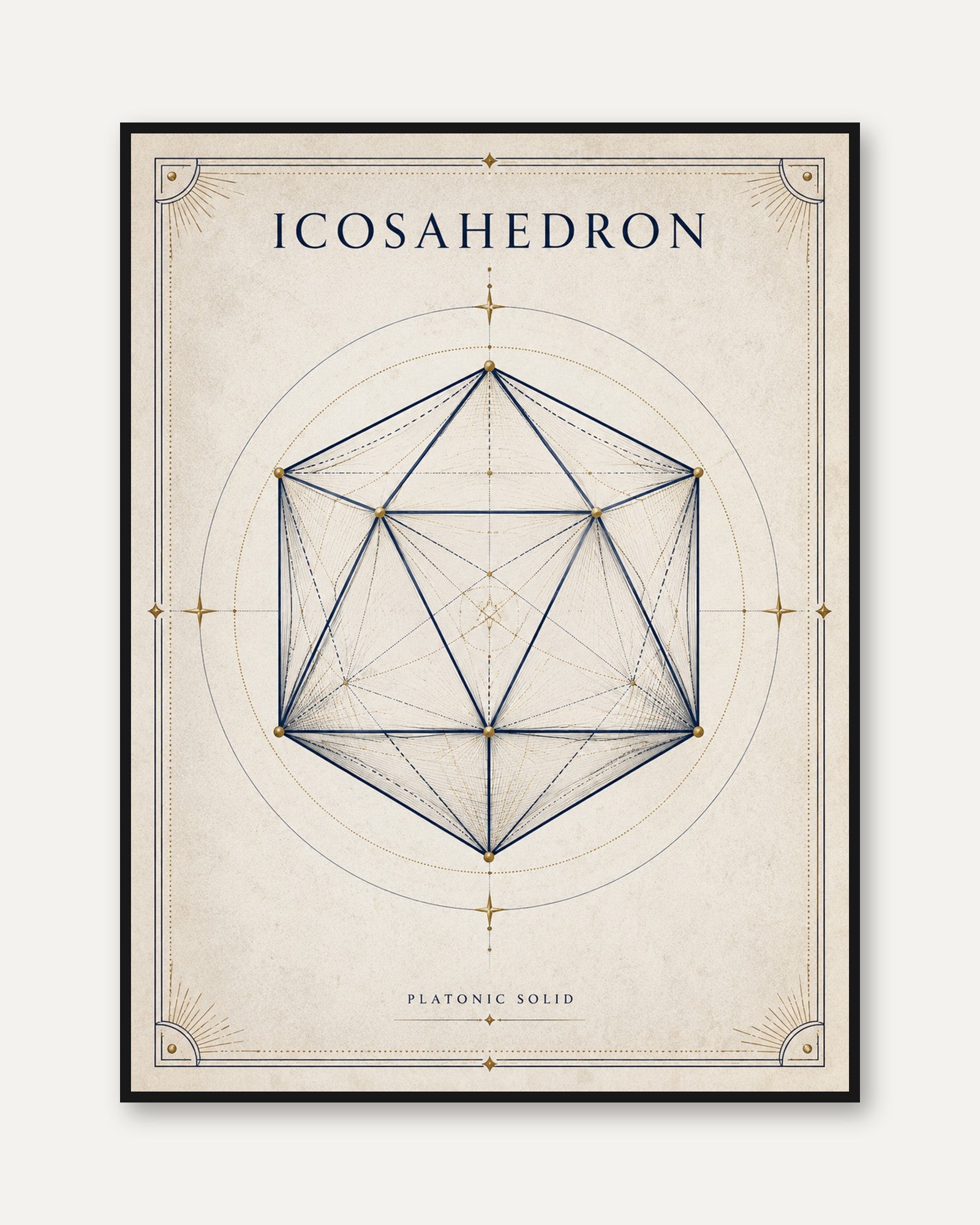 Sacred Geometry Print: Icosahedron Design - framed