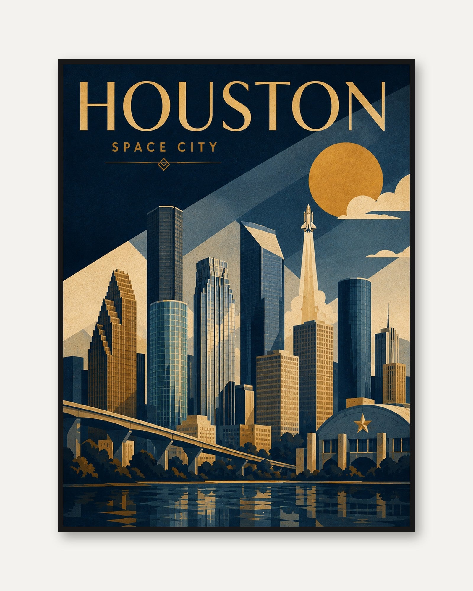 Houston Travel Poster – Space City Print - framed