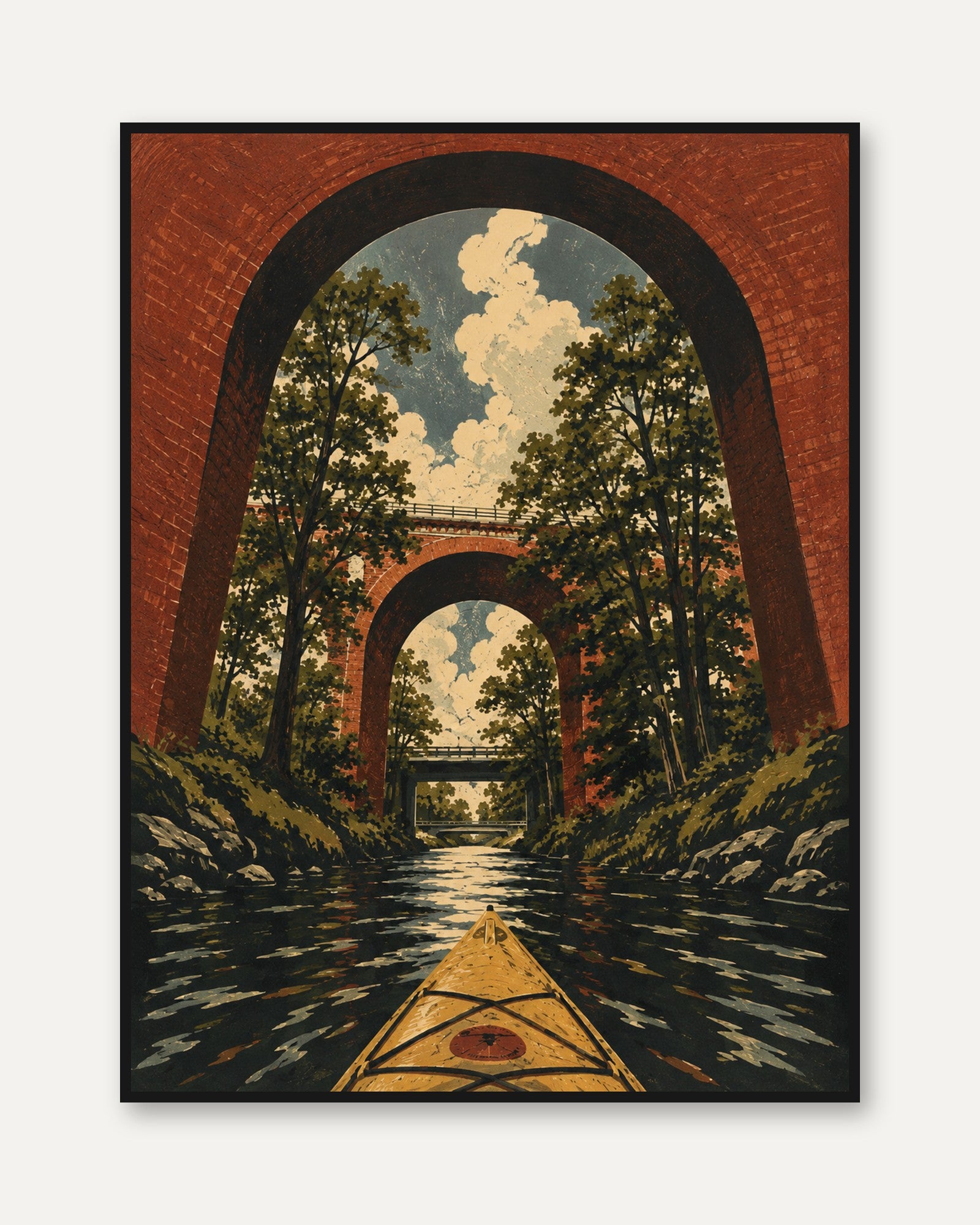 Kayak Wall Art – Vintage Nature Print - framed