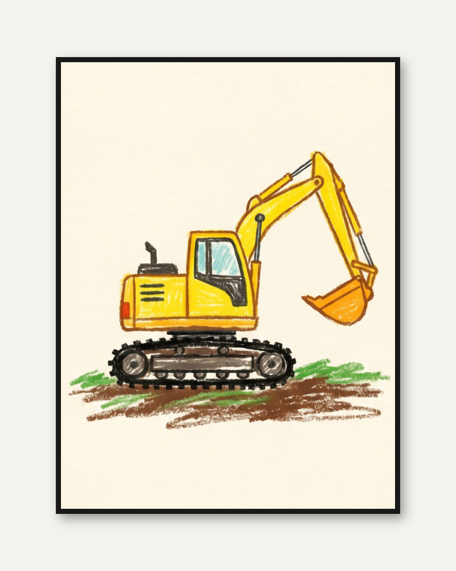 Excavator Wall Art – Construction Truck Print - framed