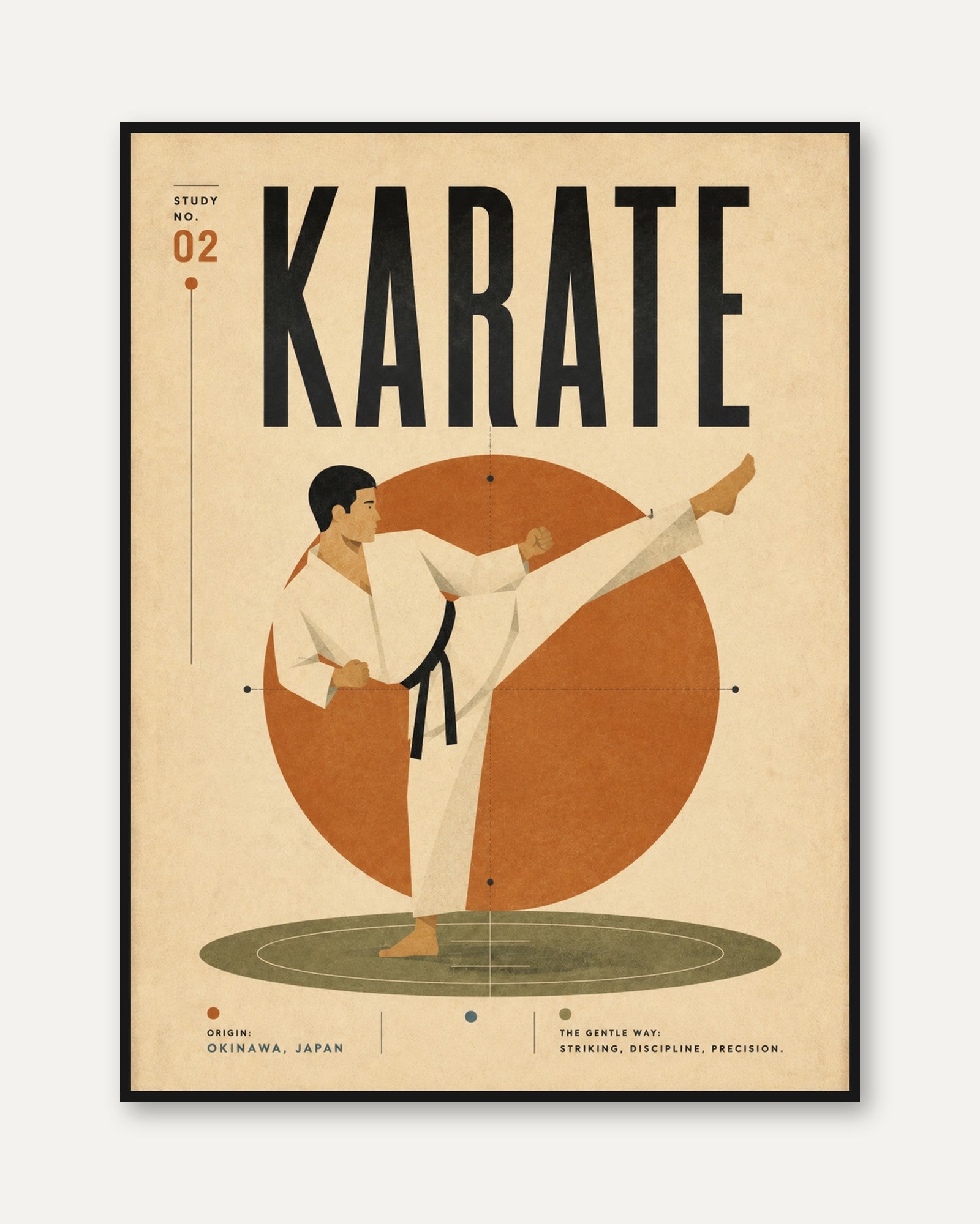 Karate Print — Vintage Japanese Martial Arts Poster - framed