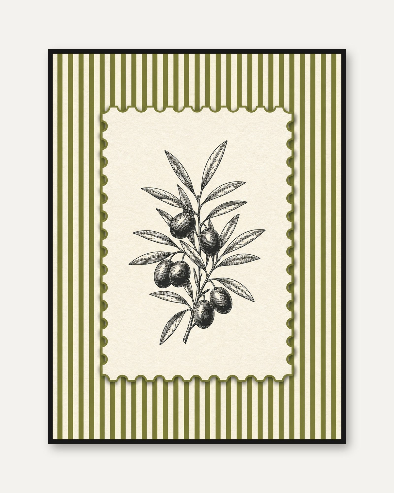Olive Branch Wall Art – Botanical Kitchen Print - framed