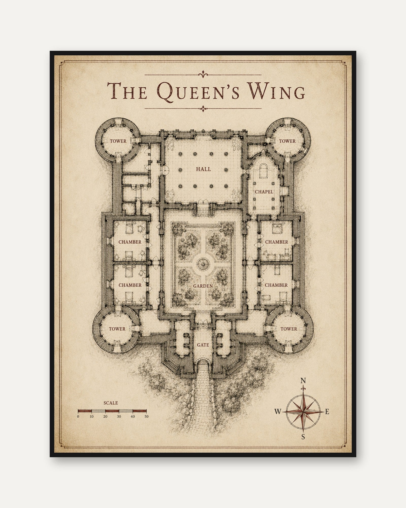 Castle Floor Plan Print - framed