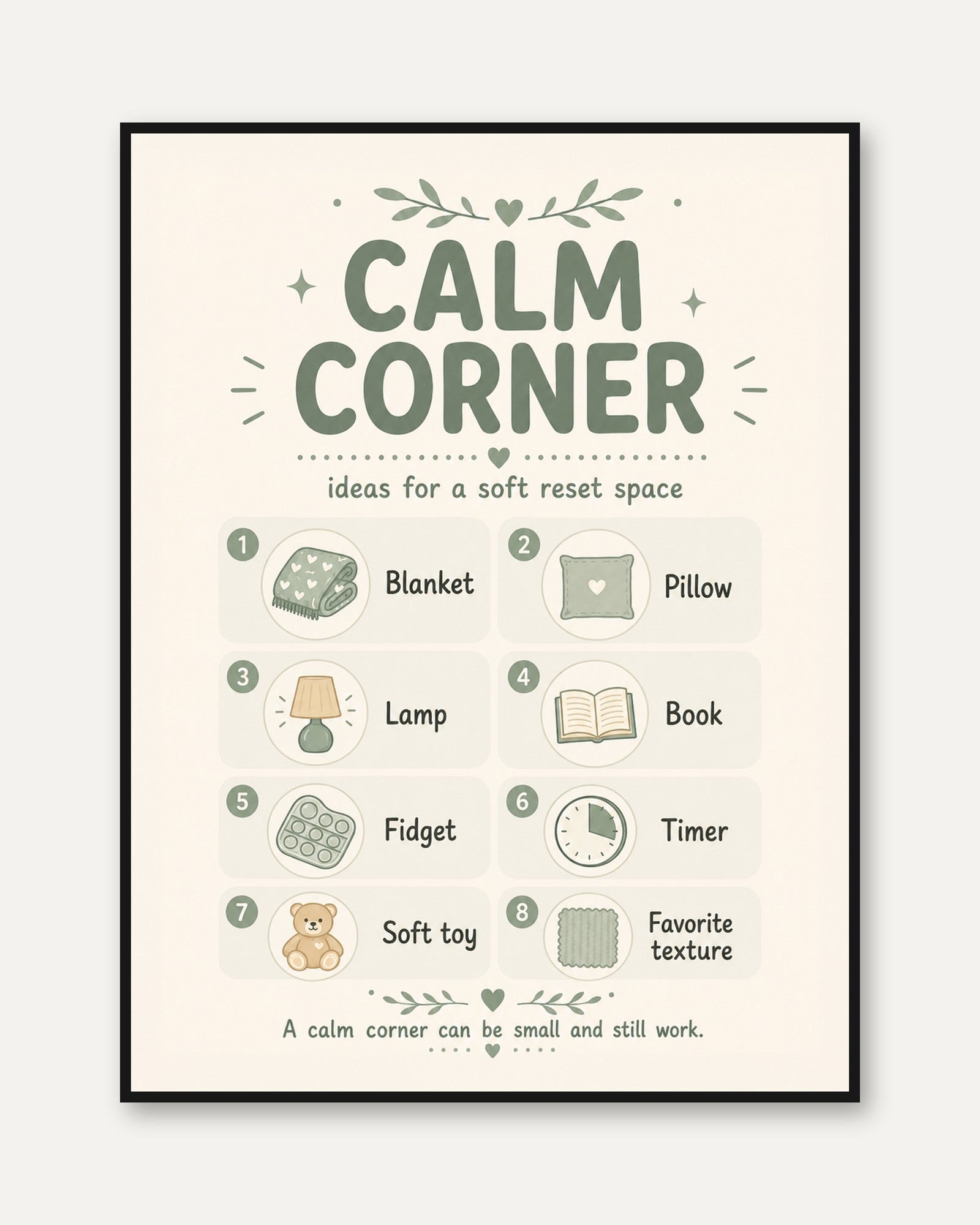 Soft Reset Space Print: Kids Room and Classroom Decor - framed