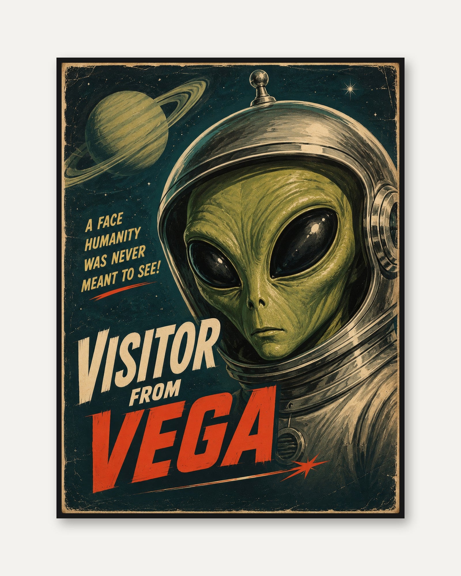 Retro Space Poster – Vintage Sci Fi Art - framed