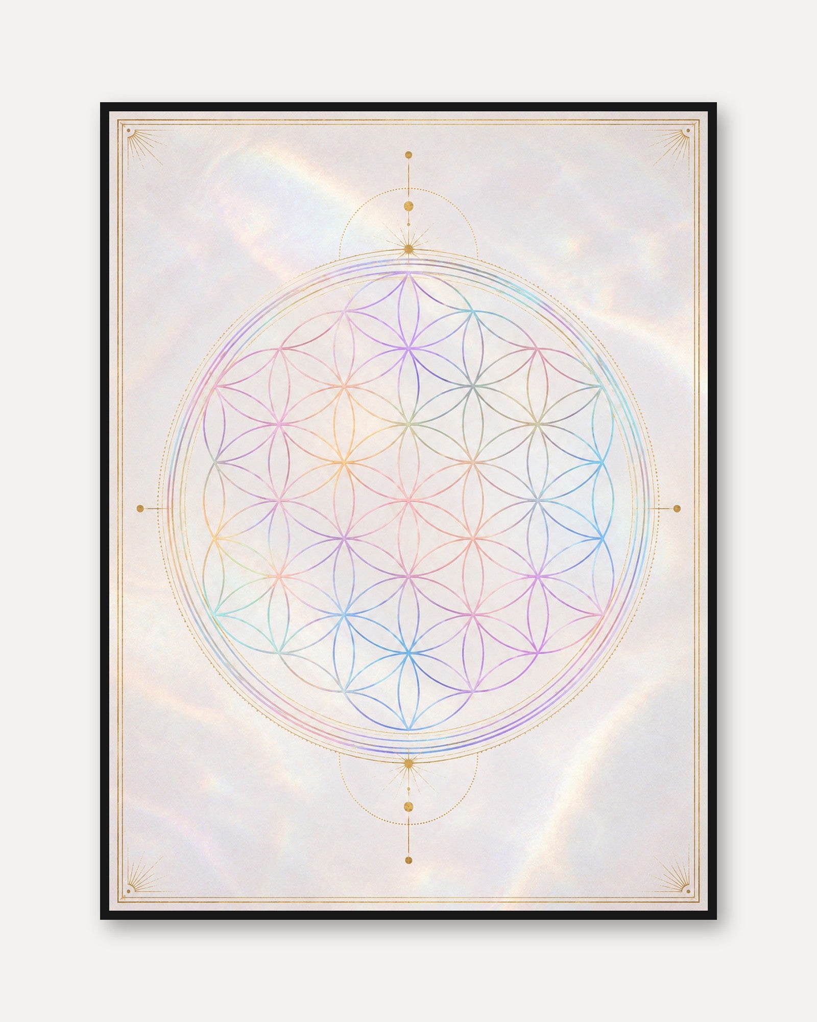 Sacred Geometry Wall Art: Flower of Life Mandala - framed