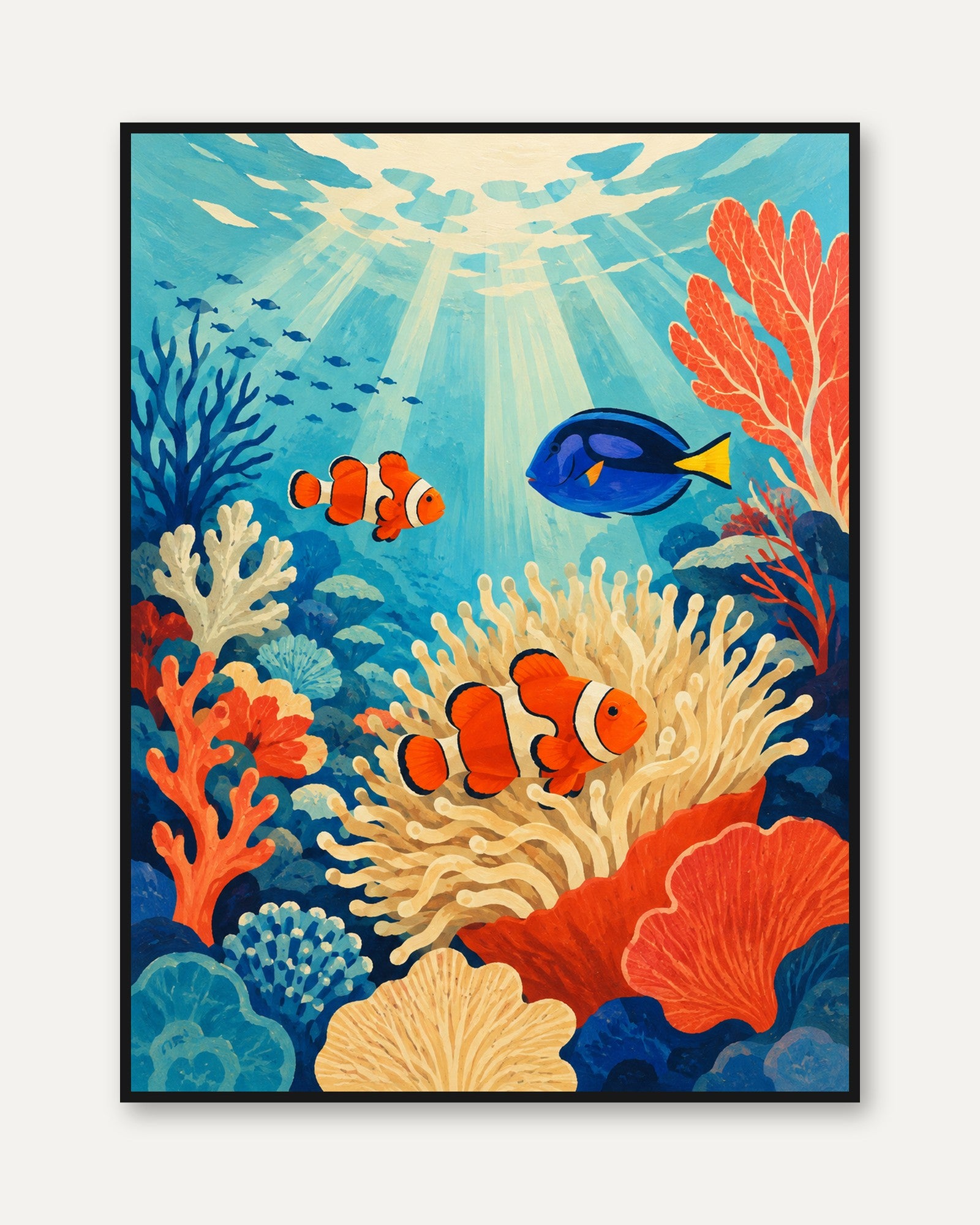 Coral Reef Wall Art – Ocean Fish Print - framed