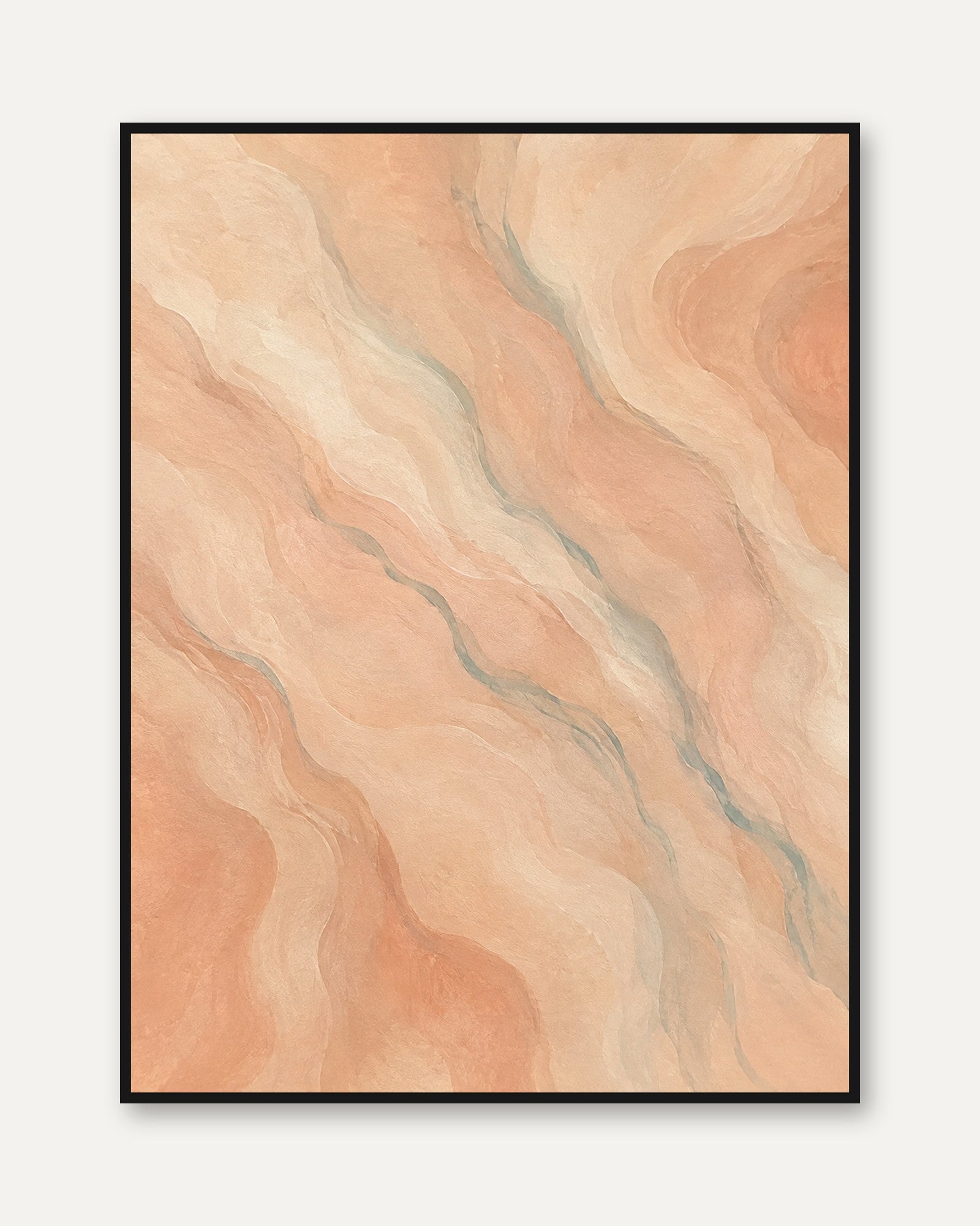 Abstract Marble Wall Art – Peach Pink Print - framed