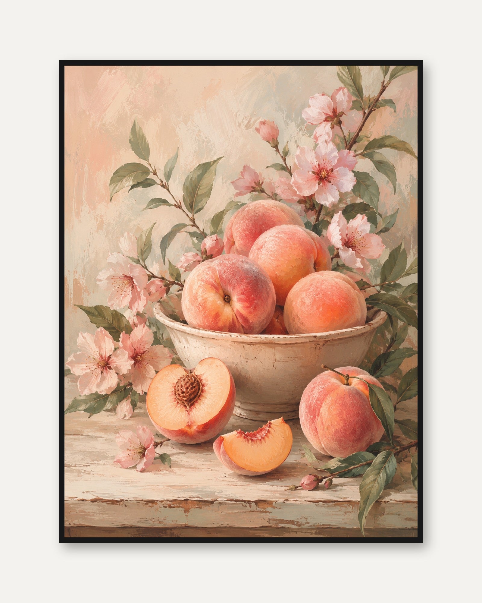 Peach Wall Art – Fruit Kitchen Print - framed