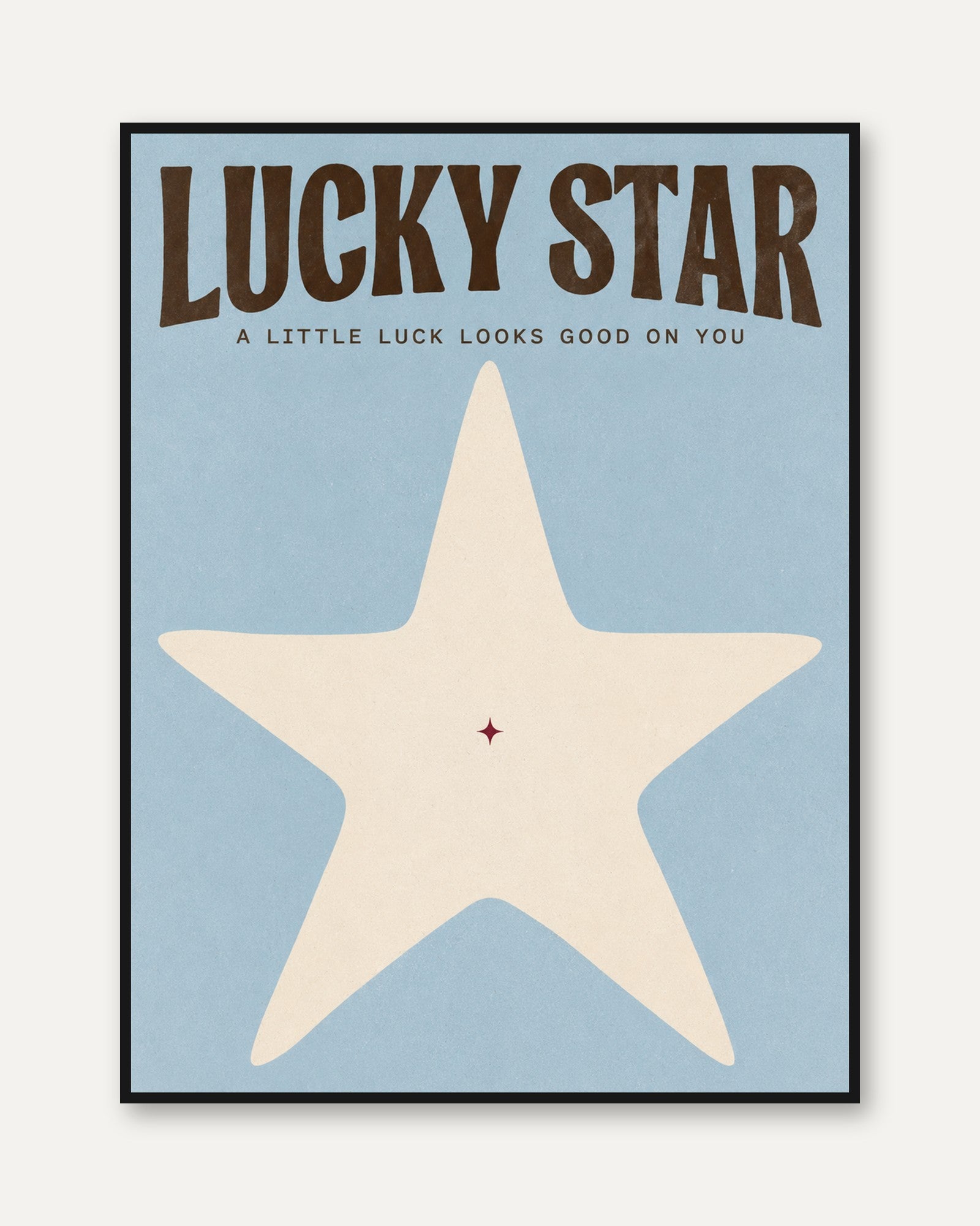 Retro Typography Poster – Lucky Star Print - framed
