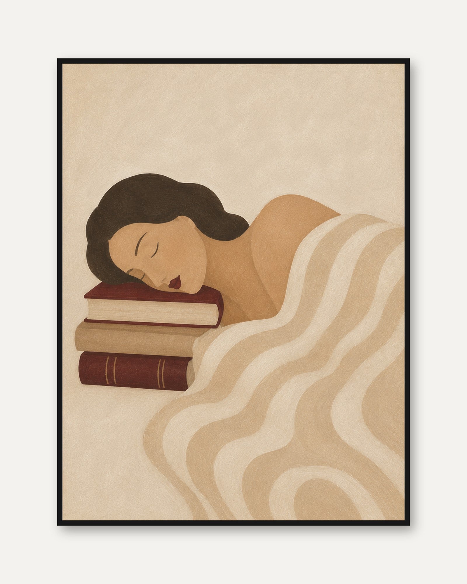 Book Lover Wall Art – Woman Reading Print - framed