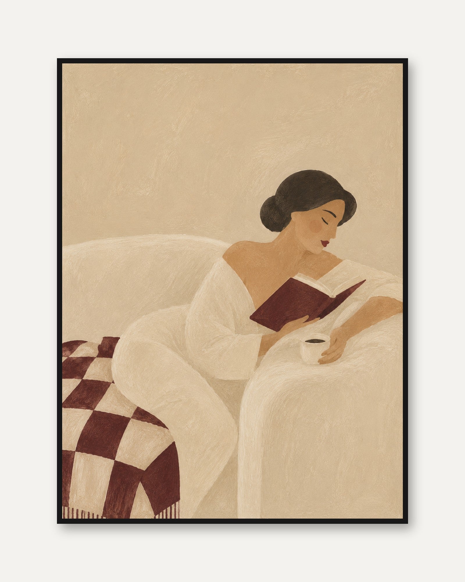 Woman Reading in Bed Print - framed