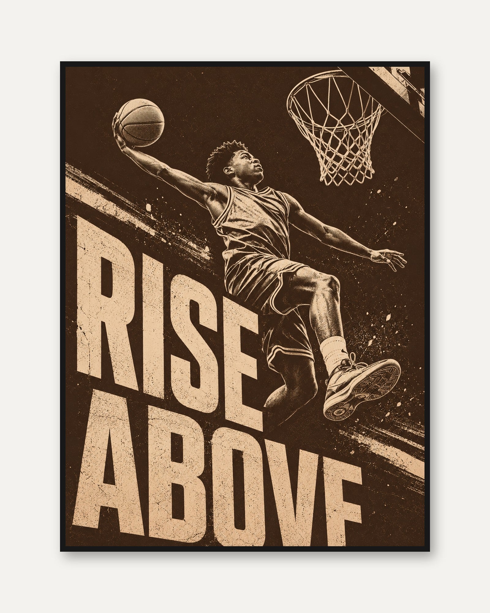 Basketball Wall Art – Sports Motivation Print - framed
